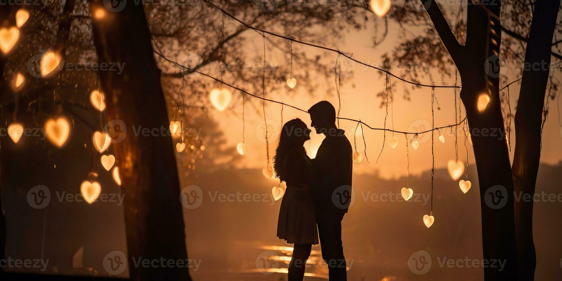 ai genererad. ai generativ. par kram varje Övrig på natt med ljus lysande. romantisk kärlek valentines dag relationer bakgrund. grafisk konst foto