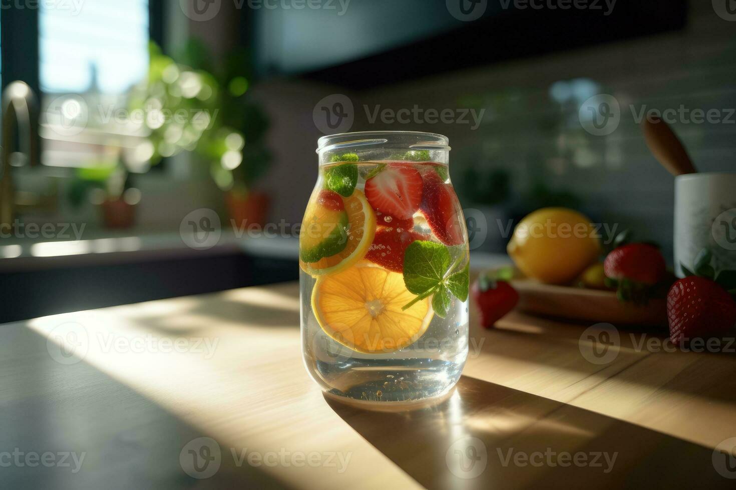 hyper realistisk kvalitet av en glas infuserad vatten ai genererad foto