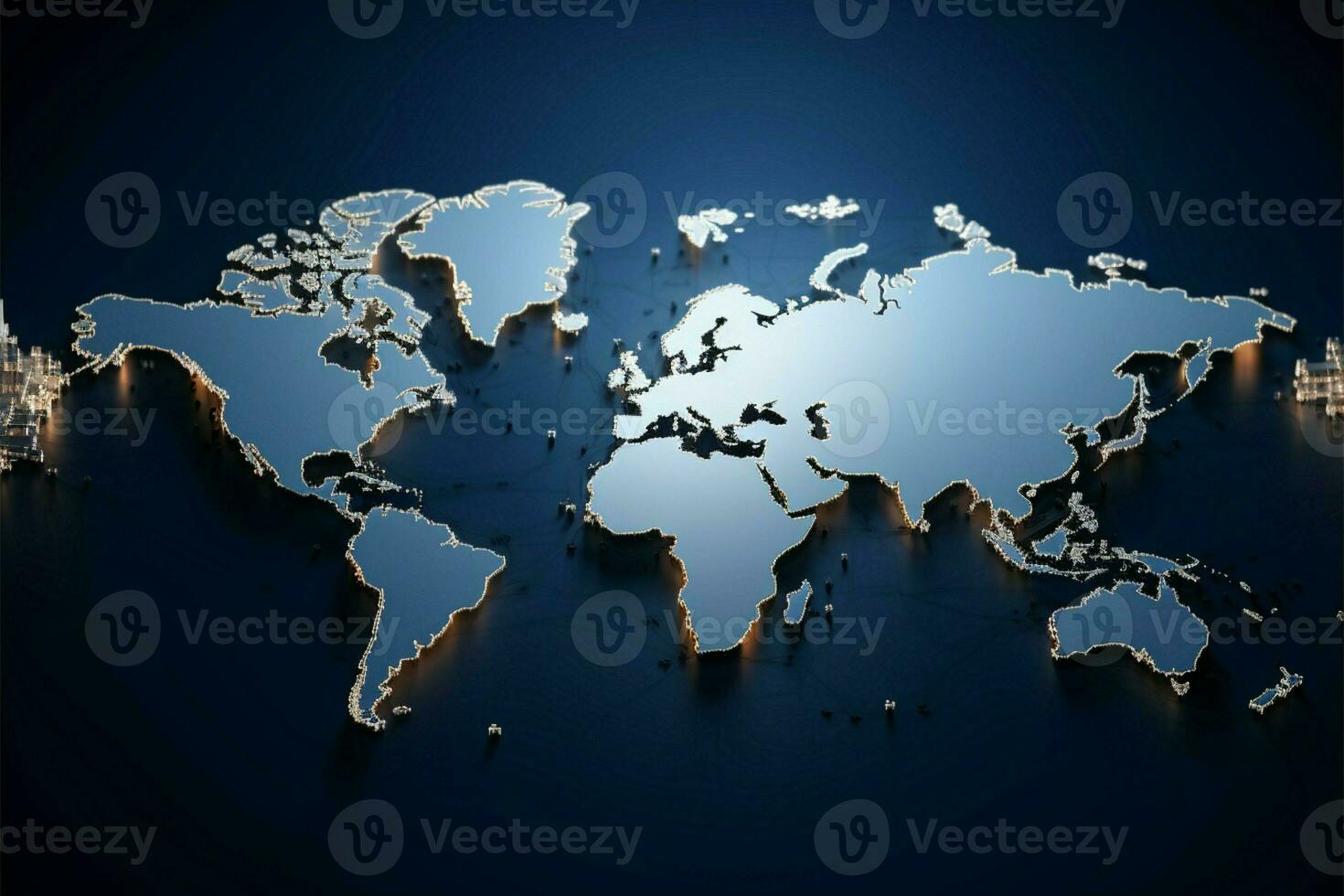 presentation nav. blå värld Karta bakgrund förstärker baner och presentation ai genererad foto