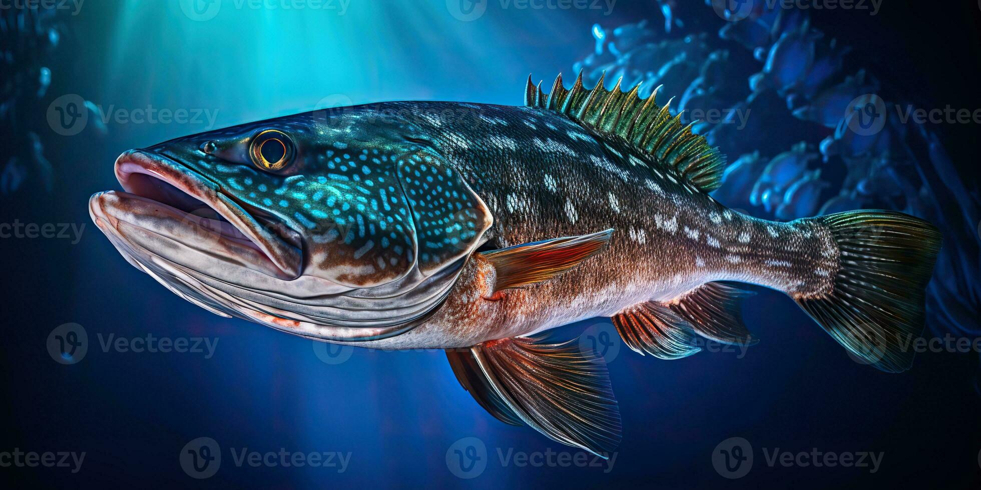 ai genererad. ai generativ. realistisk Foto illustration av atlanten torsk fisk. fiske under vattnet vild nautisk värld. grafisk konst