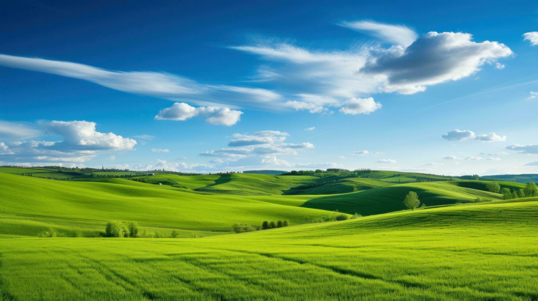 fredlig landsbygden med rullande grön kullar foto
