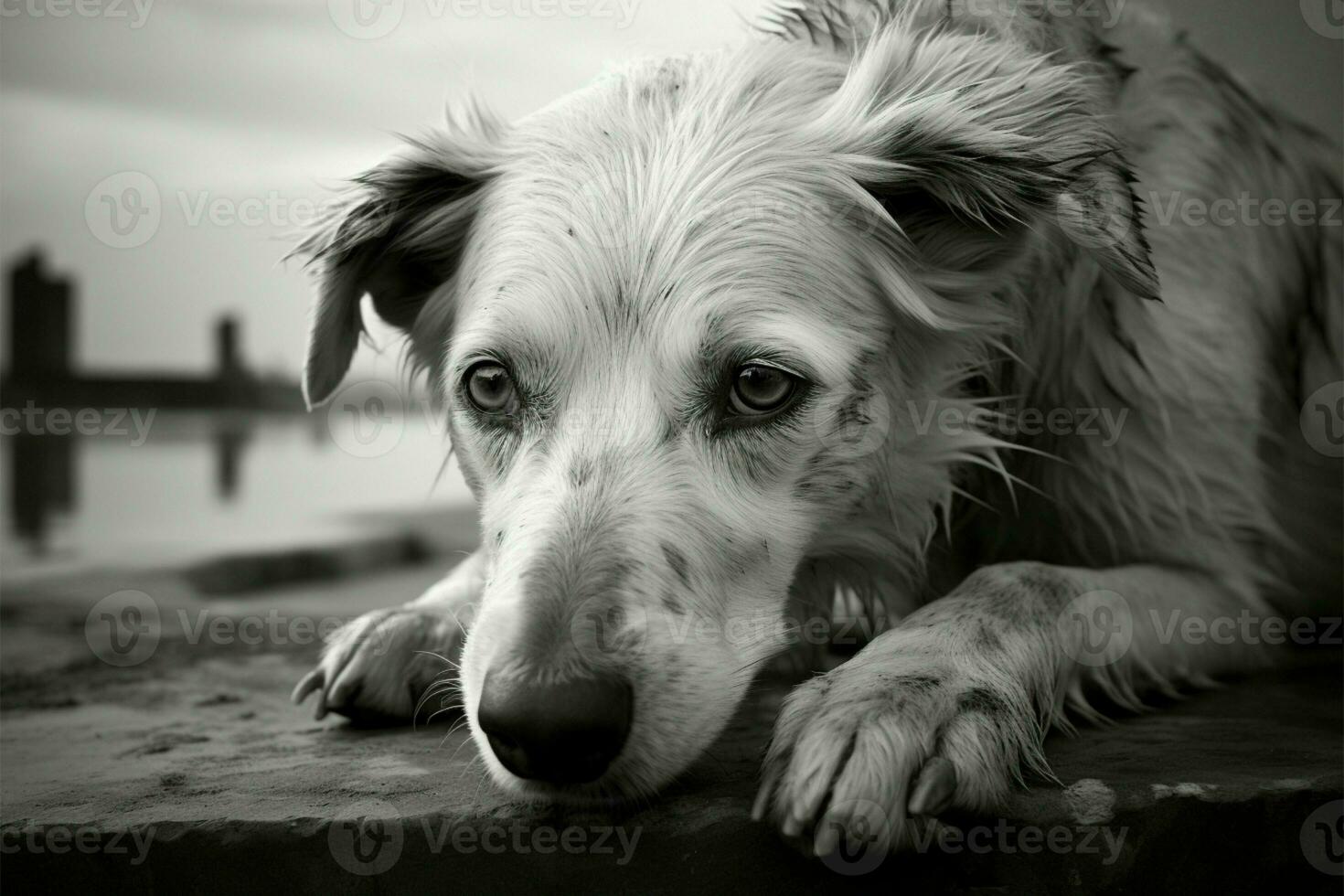 svart och vit hund foton levande skildra thailand tropisk depression ai genererad