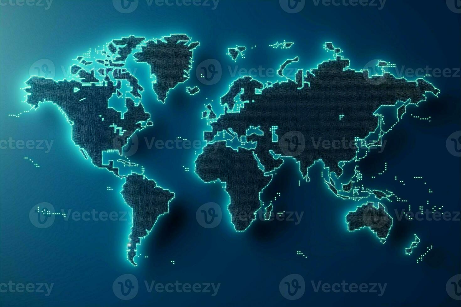 prickad blå värld Karta illustration mot en fängslande bakgrund ai genererad foto