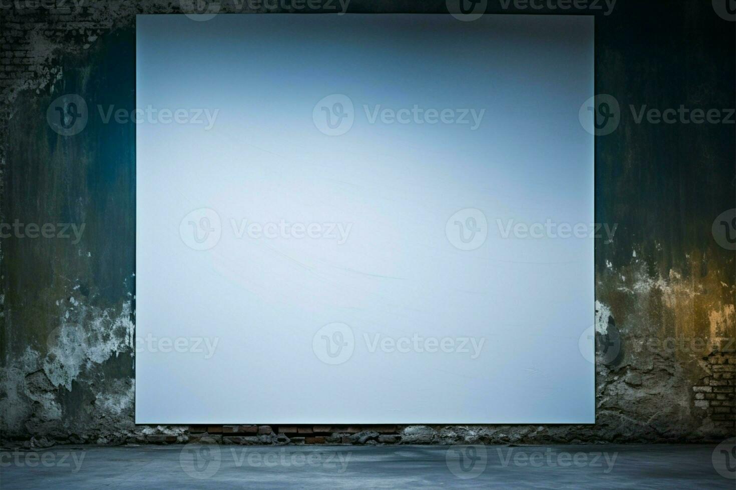 topp se sammansättning med tömma fyrkant papper på en betong vägg ai genererad foto