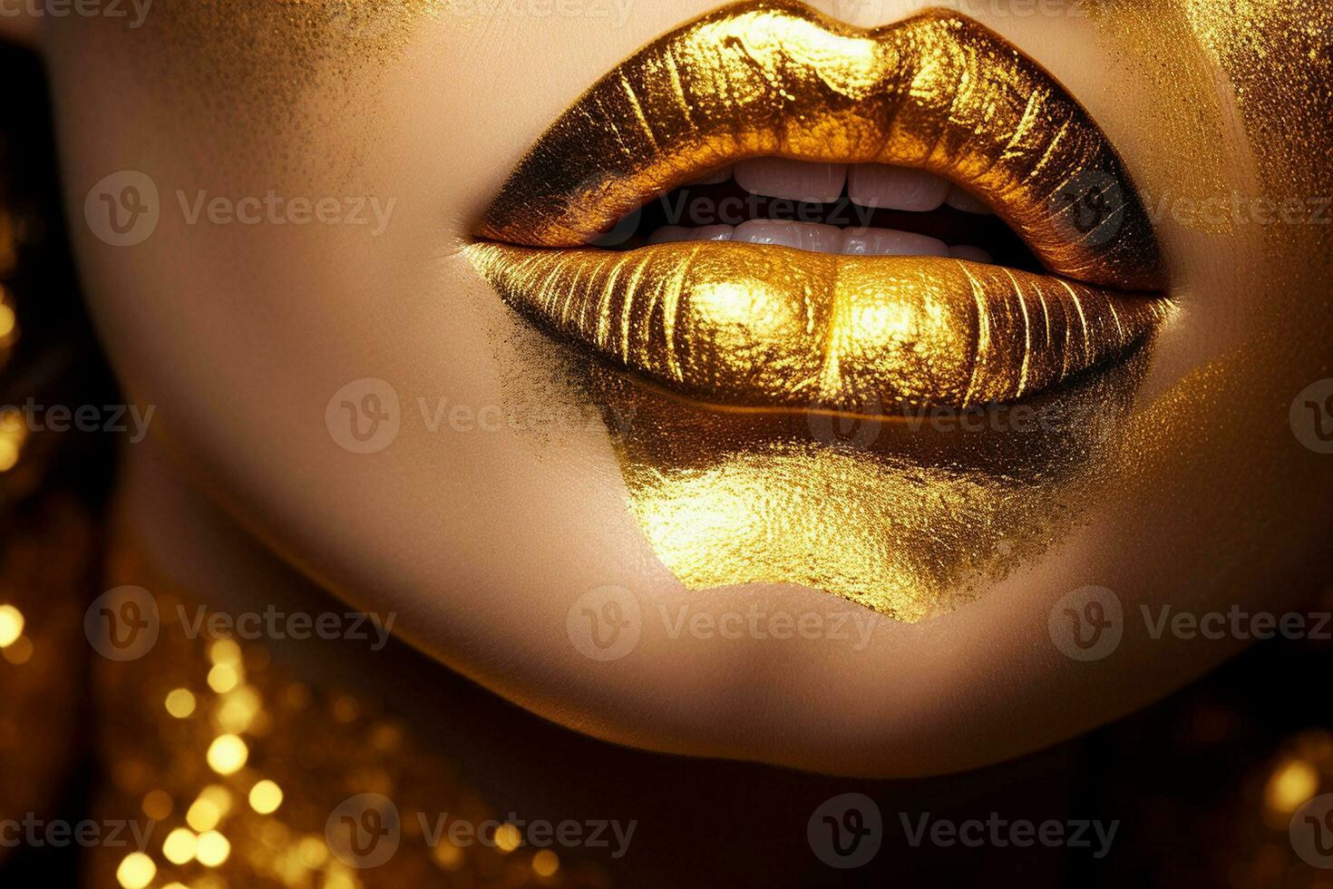 de chic skönhet av gyllene mun i mode. generativ förbi ai foto