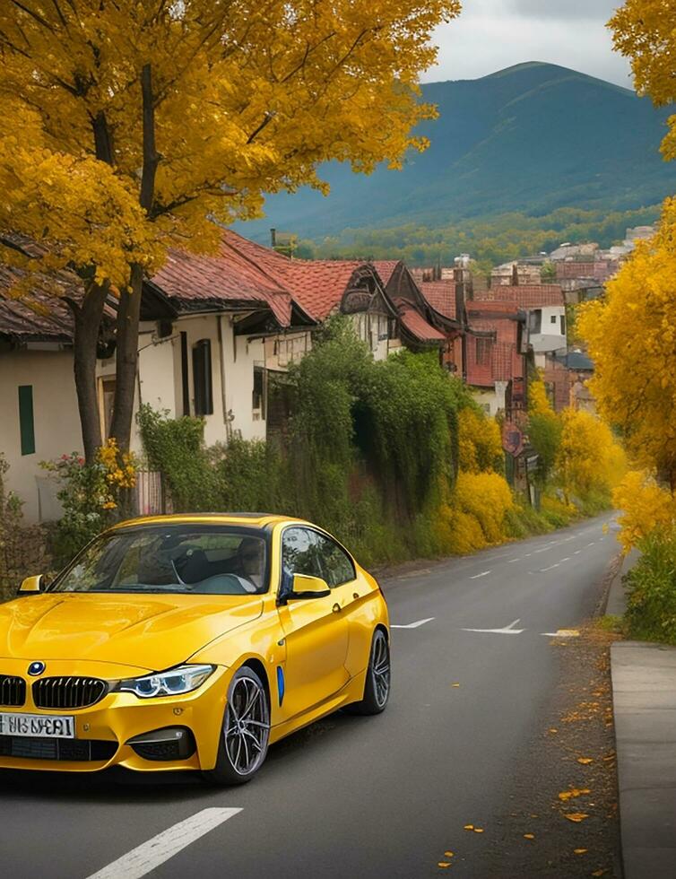 en skön bmw bil i en skön miljö foto