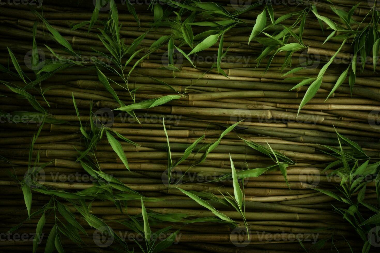 grön tona bambu planka staket textur. bambu flotte. ai genererad foto