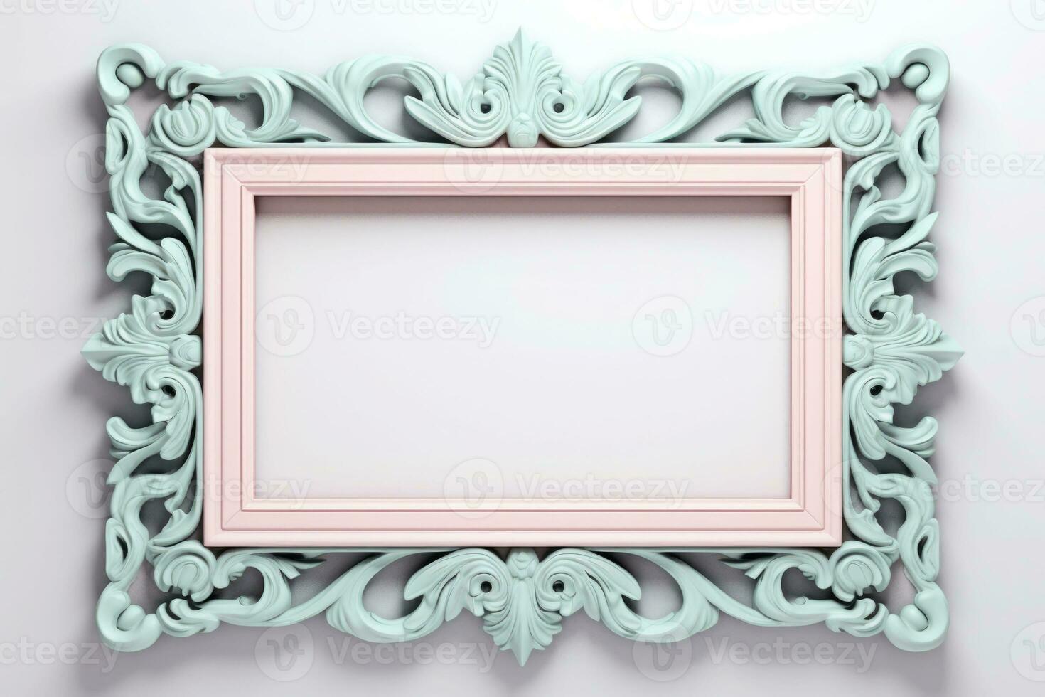 pastell rektangel dekorativ utsmyckad bild ram. ai genererad foto