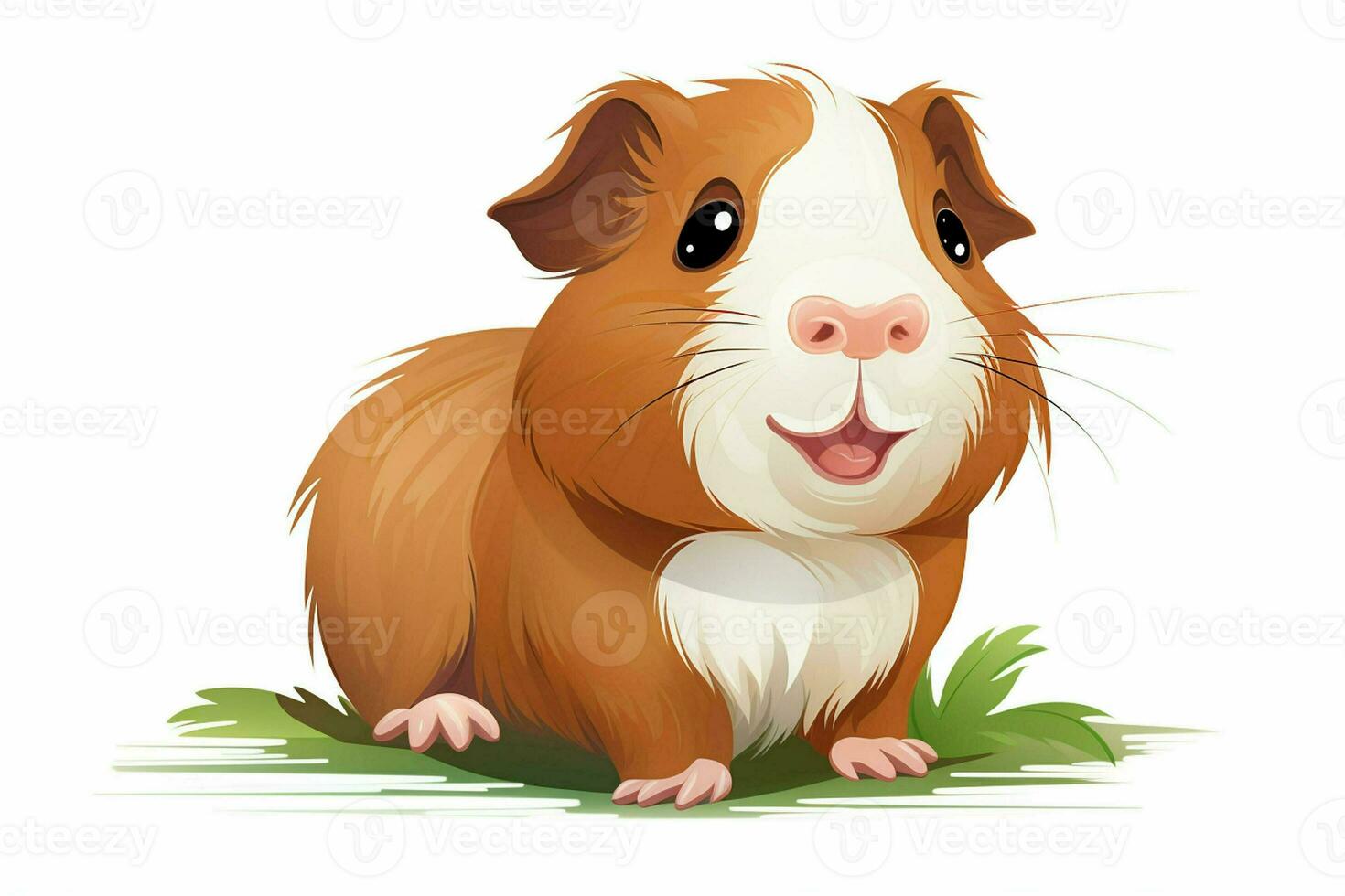 illustration av en guinea gris med höst löv på en vit bakgrund. ai genererad proffs Foto