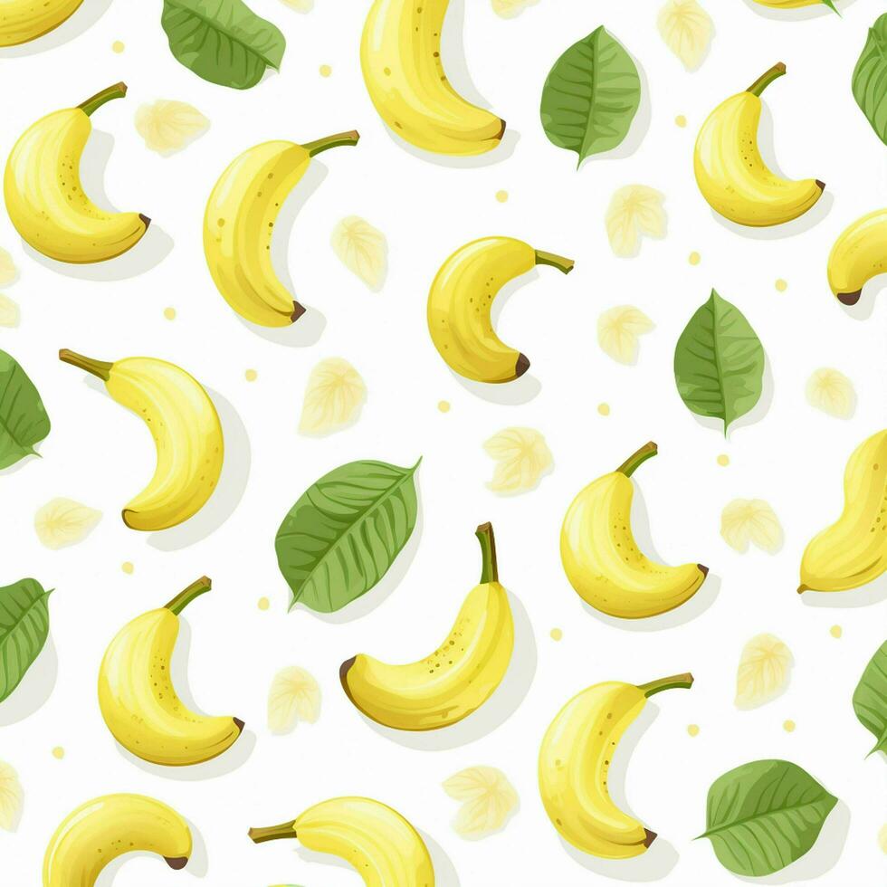 bananer och löv på vit bakgrund design. ai genererad foto