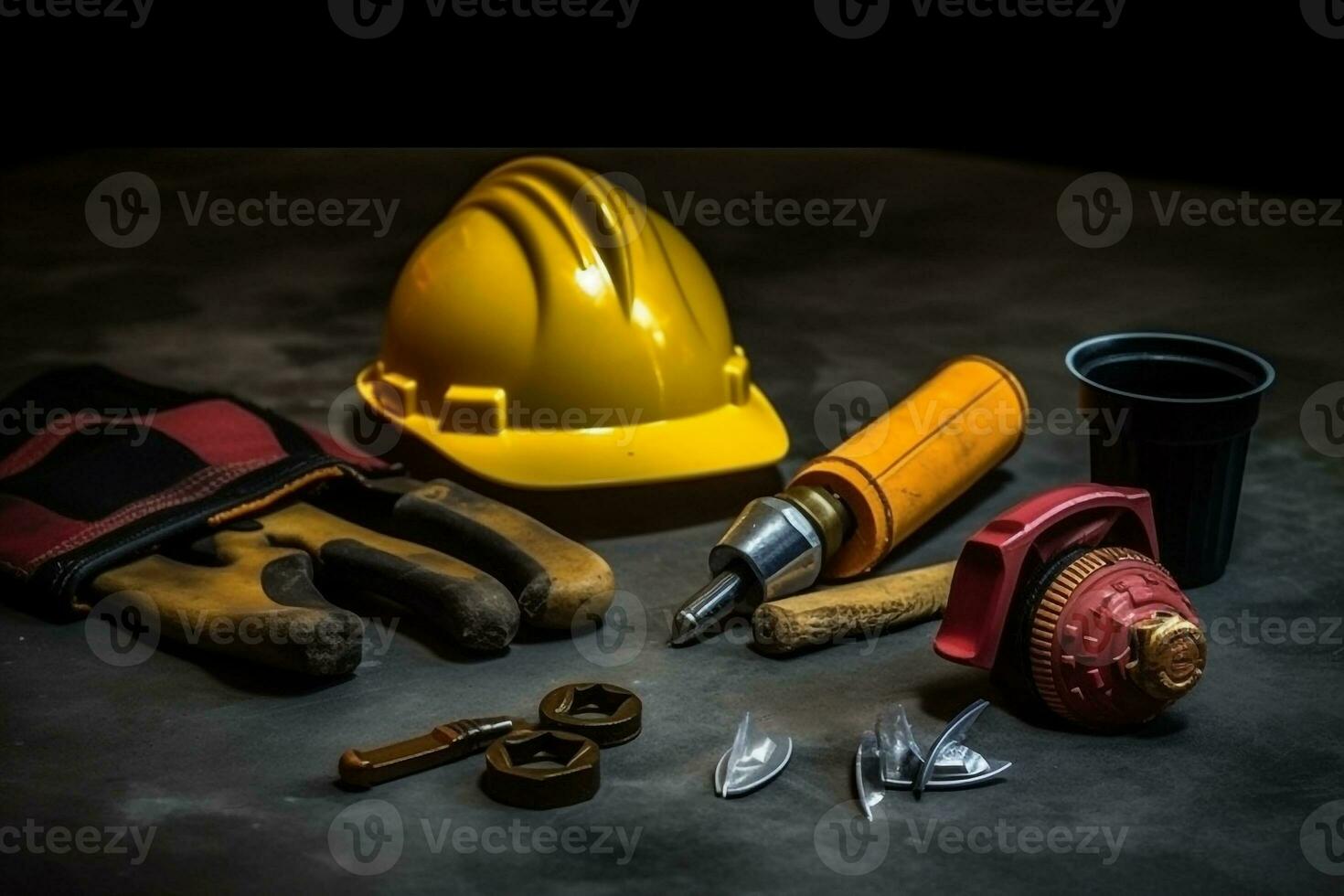 arbetskraft dag verktyg och Utrustning för arbetssätt på de konstruktion site.generative ai. foto