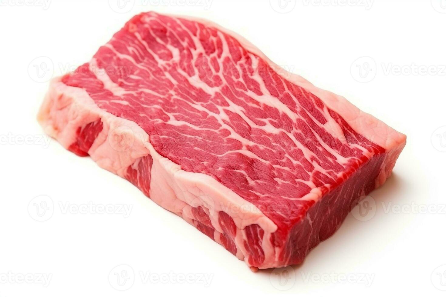 rå wagyu kött på vit bakgrund.generativ ai. foto