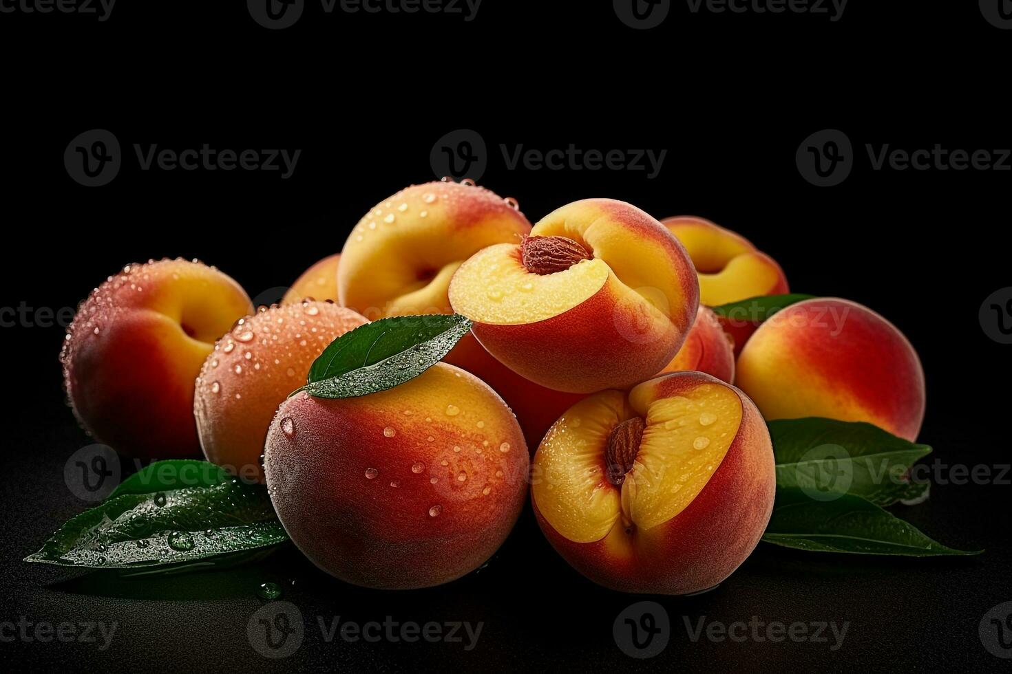 färsk persikor på Färg bakgrund foto