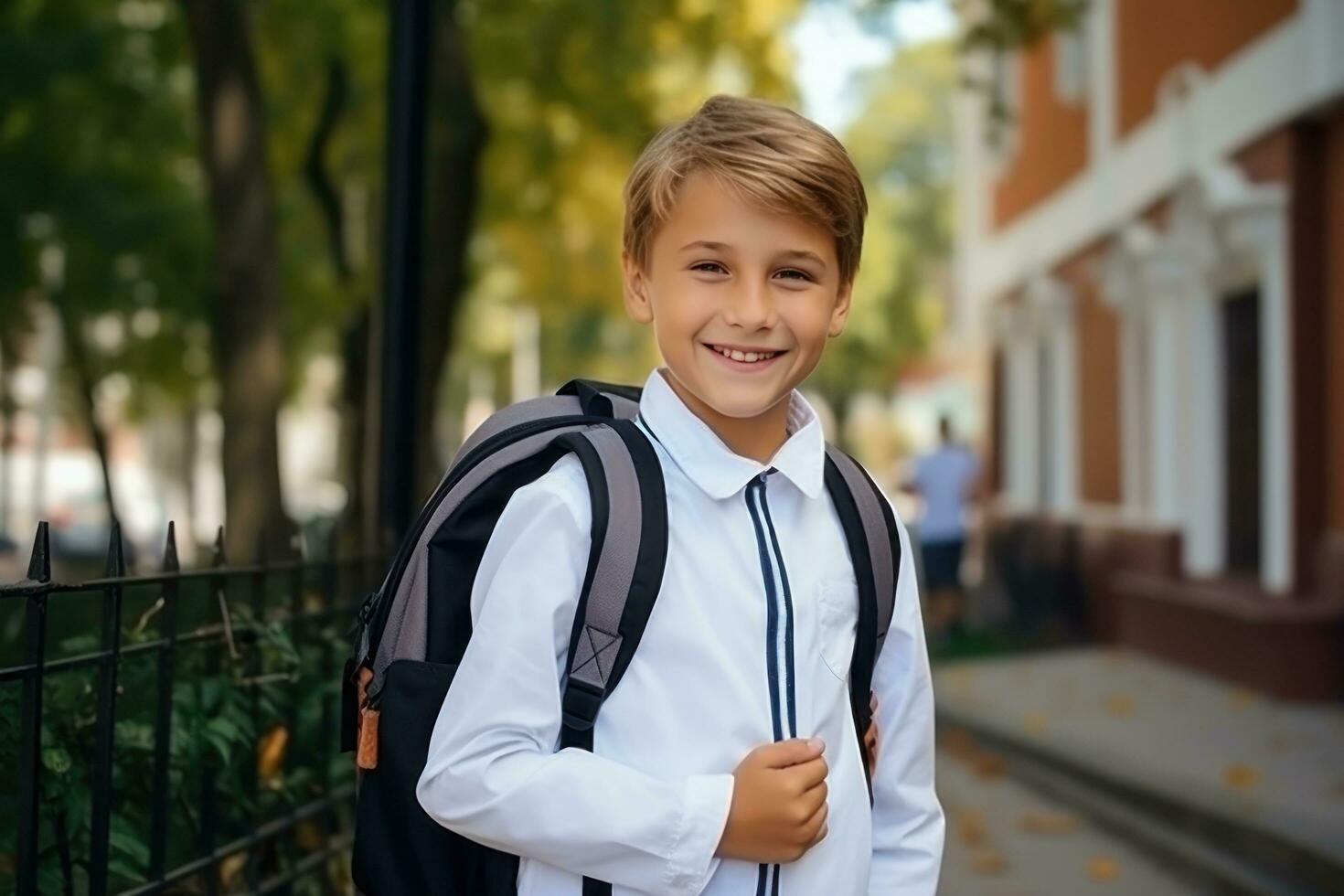 pojke går till skola foto