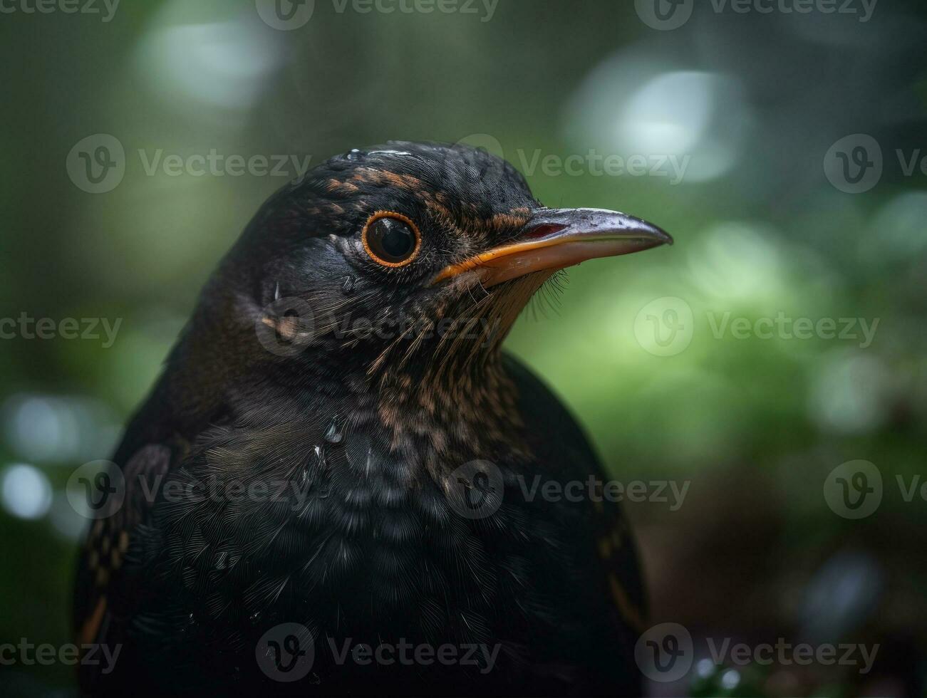 koltrast fågel porträtt skapas med generativ ai teknologi foto