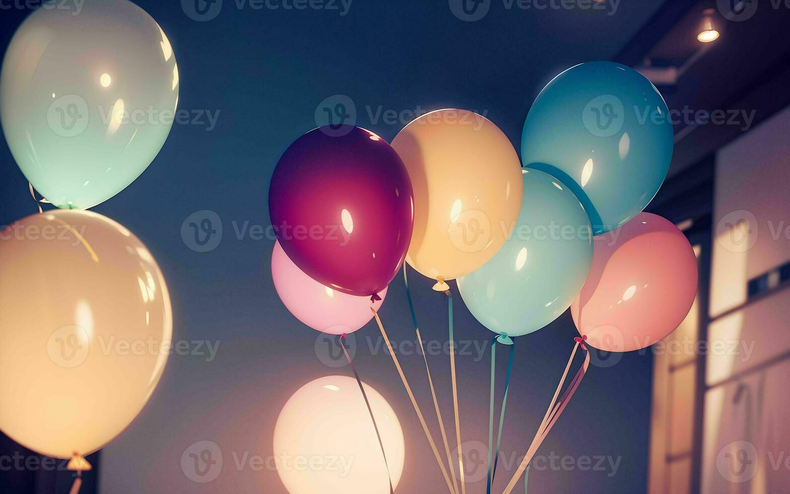 vibrerande pastell Färg ballonger belysa lekfull skapelser ai genererad foto