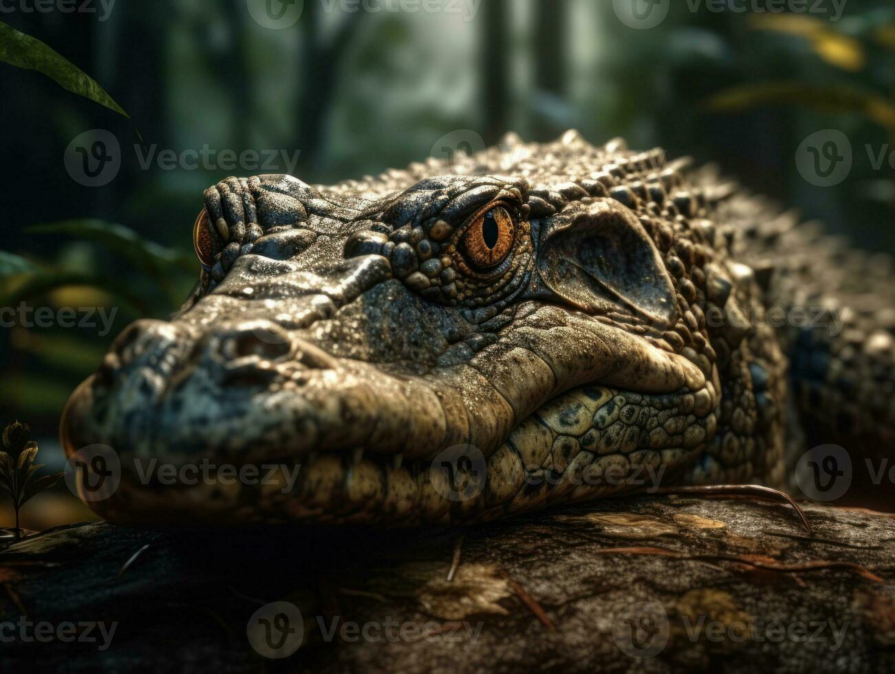 krokodil porträtt skapas med generativ ai teknologi foto