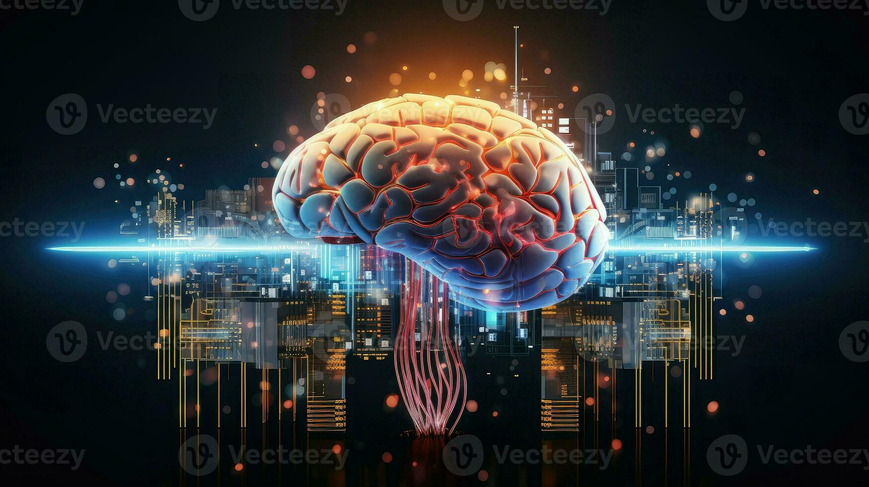 intelligens mänsklig hjärna artificiell ai genererad foto
