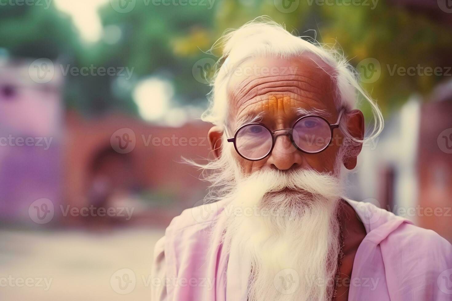 porträtt av ett gammal hindu man. neuralt nätverk ai genererad foto