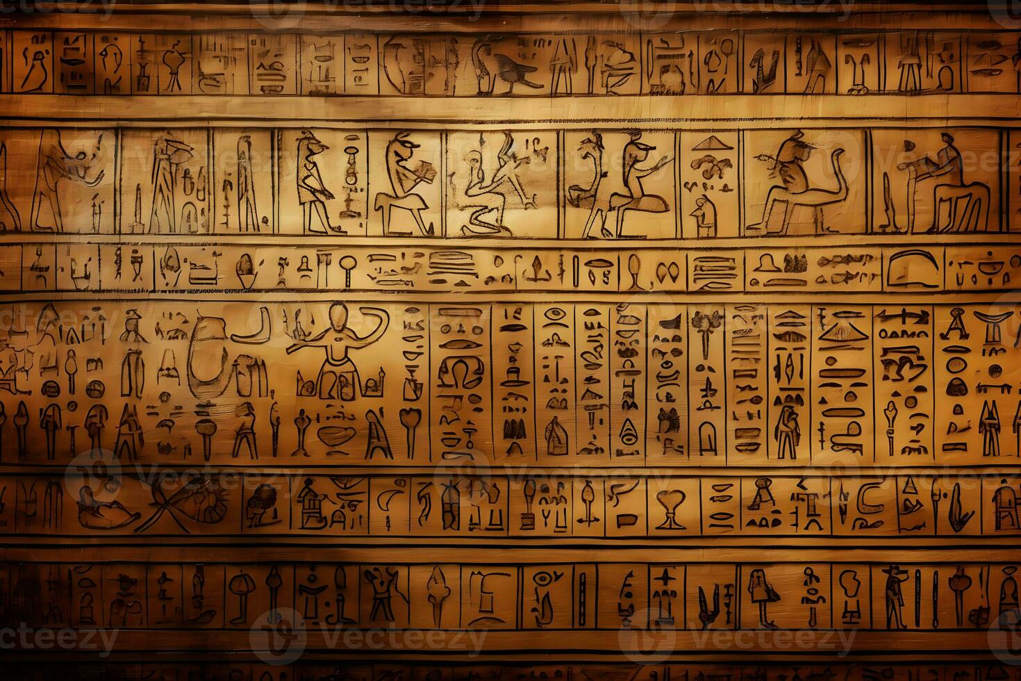 gammal egyptisk ritningar och hieroglyfer på de vägg i de tempel. neuralt nätverk ai genererad foto