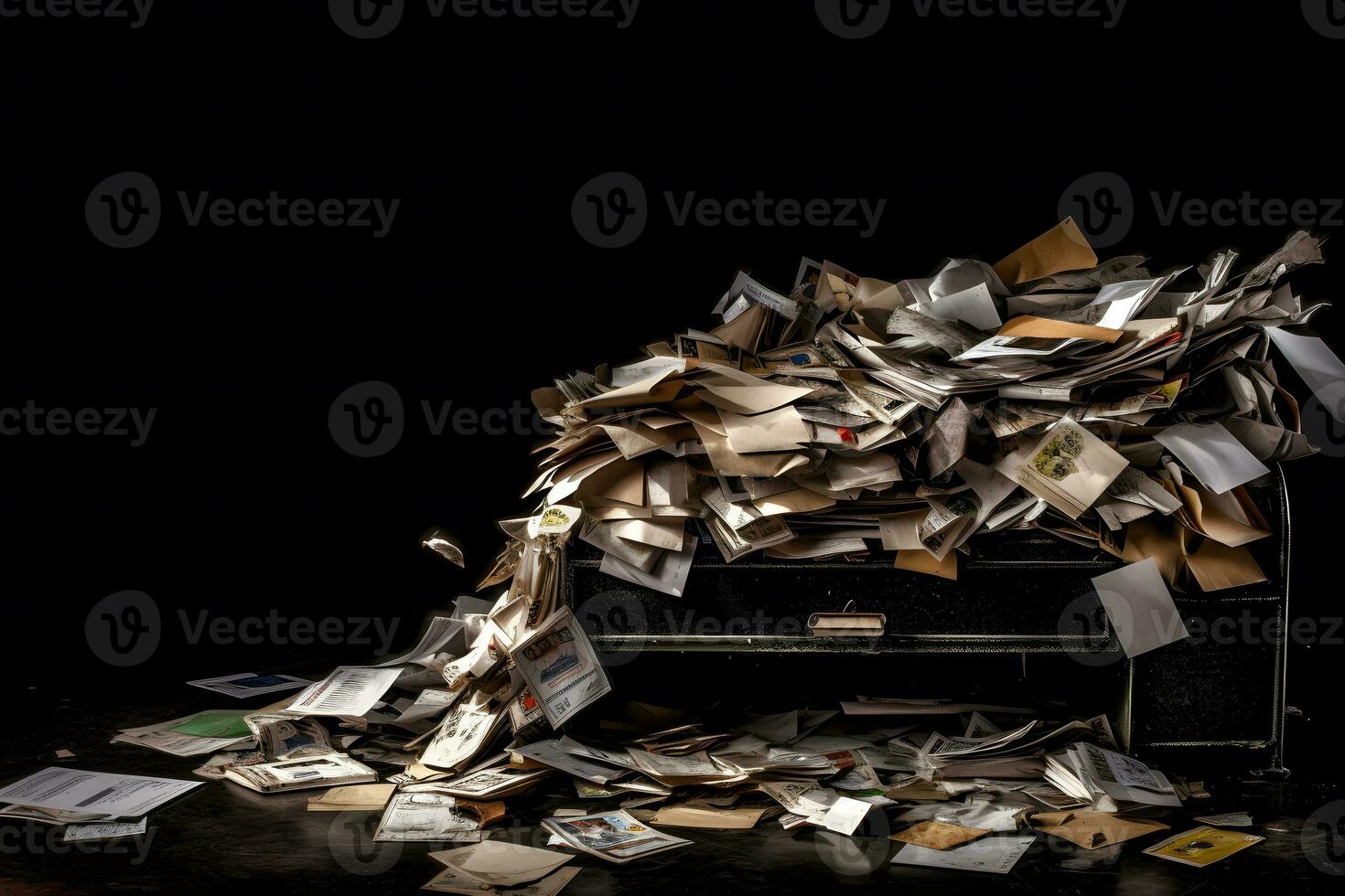 överbelastad brevlåda, en massa av brev. neuralt nätverk ai genererad foto