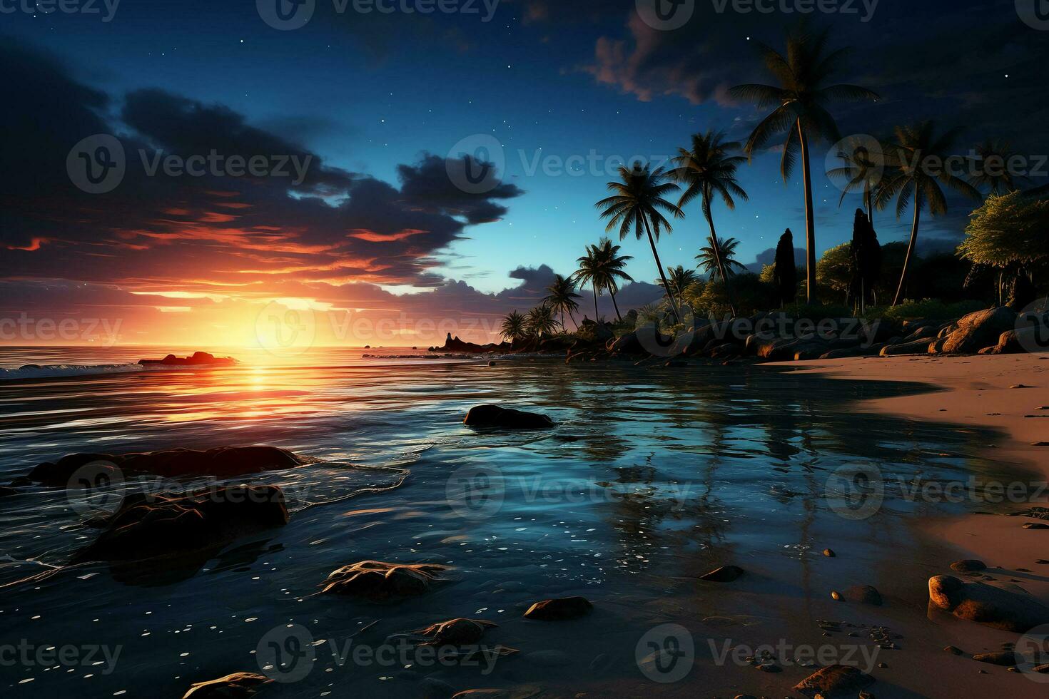 realistisk bild den där fångar de elegant charm av en lysande måne suspenderad låg över en lugn blå hav. ai generativ foto