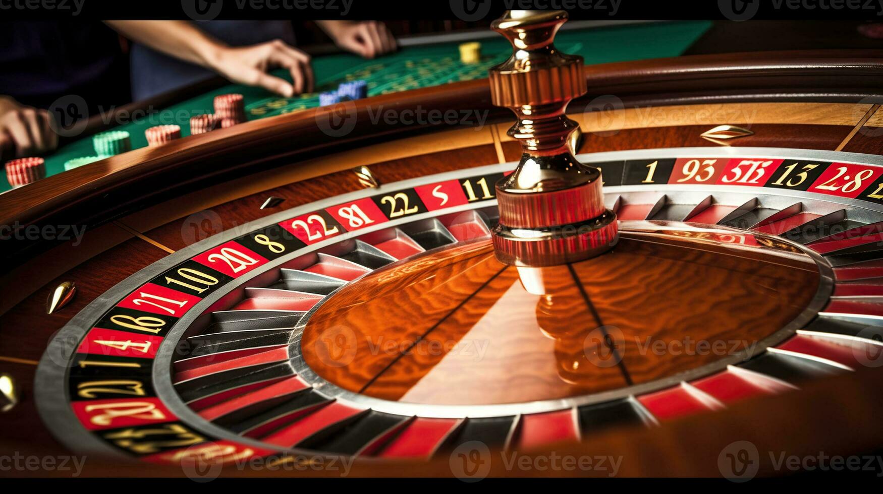 hjul av förmögenhet, de fascinerande snurra av de kasino roulett hjul, generativ ai foto