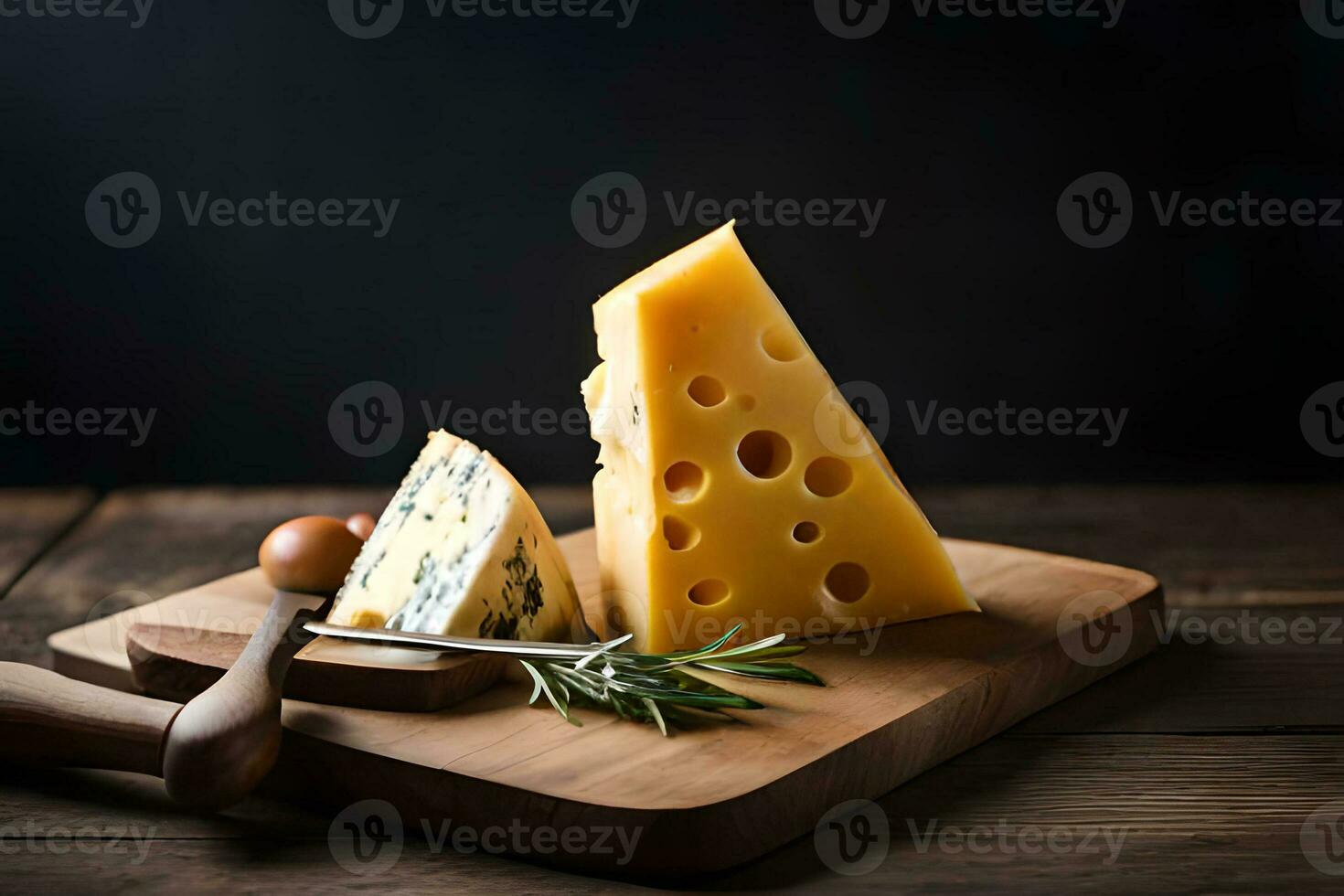 Foto utsökt bitar av ost på en mörk bakgrund i hög grad detaljerad
