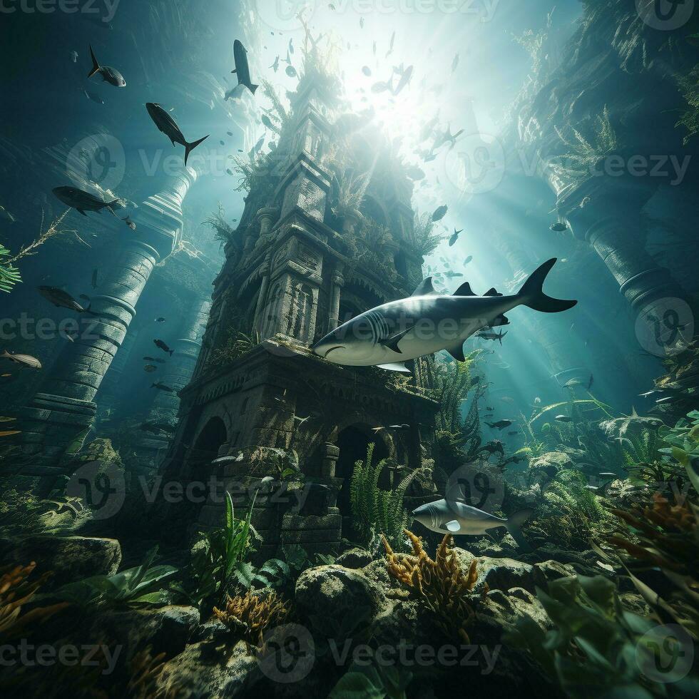 Fantastisk under vattnet värld landskap foto