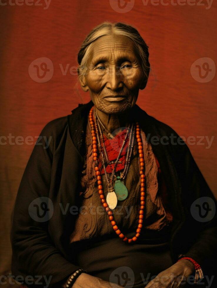 gammal färgad fotografera av en svart kvinna från de tidigt 1900 -talet ai generativ foto