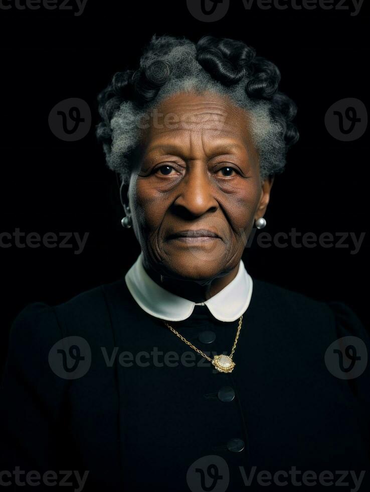 gammal färgad fotografera av en svart kvinna från de tidigt 1900 -talet ai generativ foto