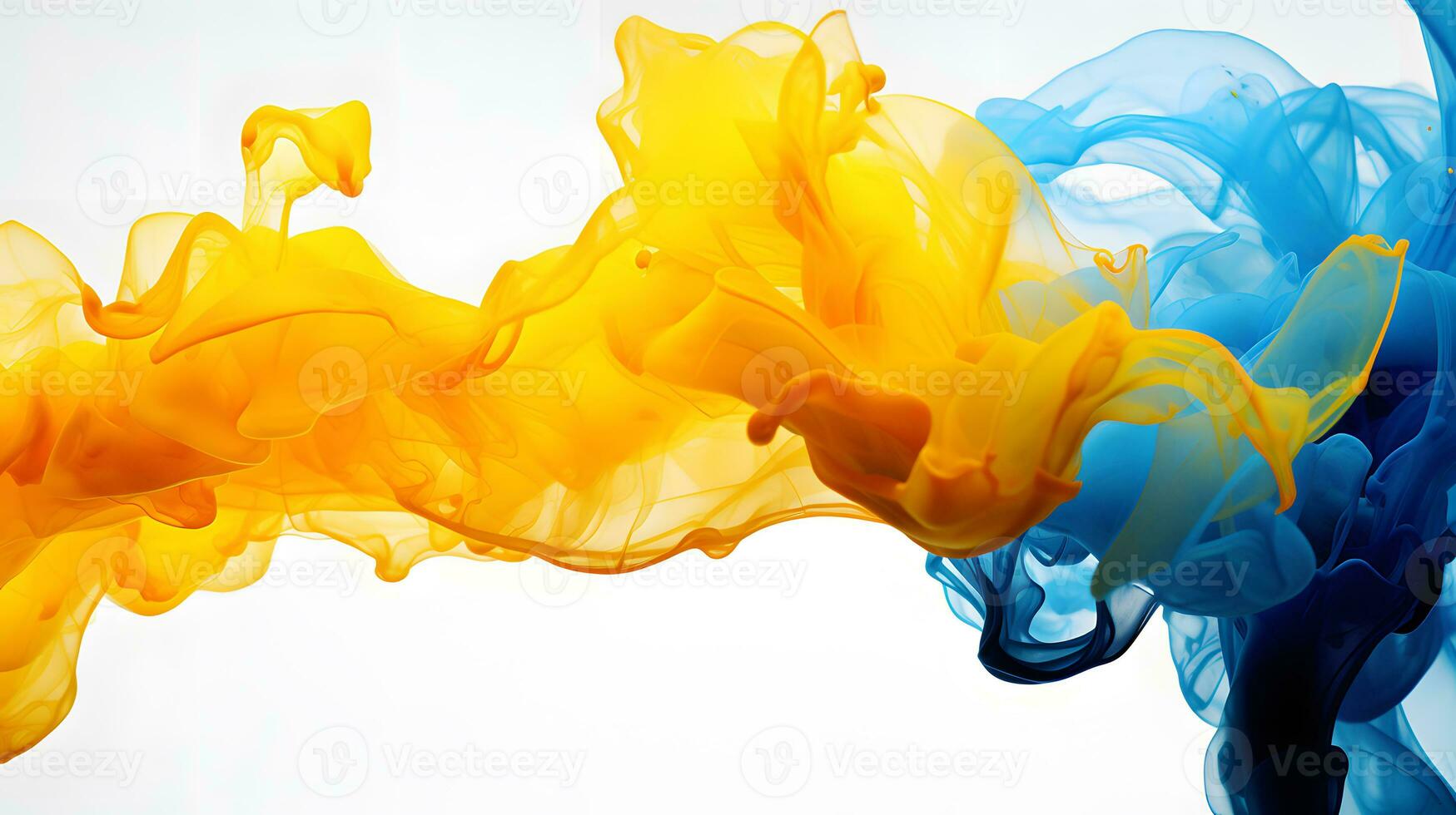 färgrik kul - abstrakt gul och blå utbrott, genererad ai syn foto