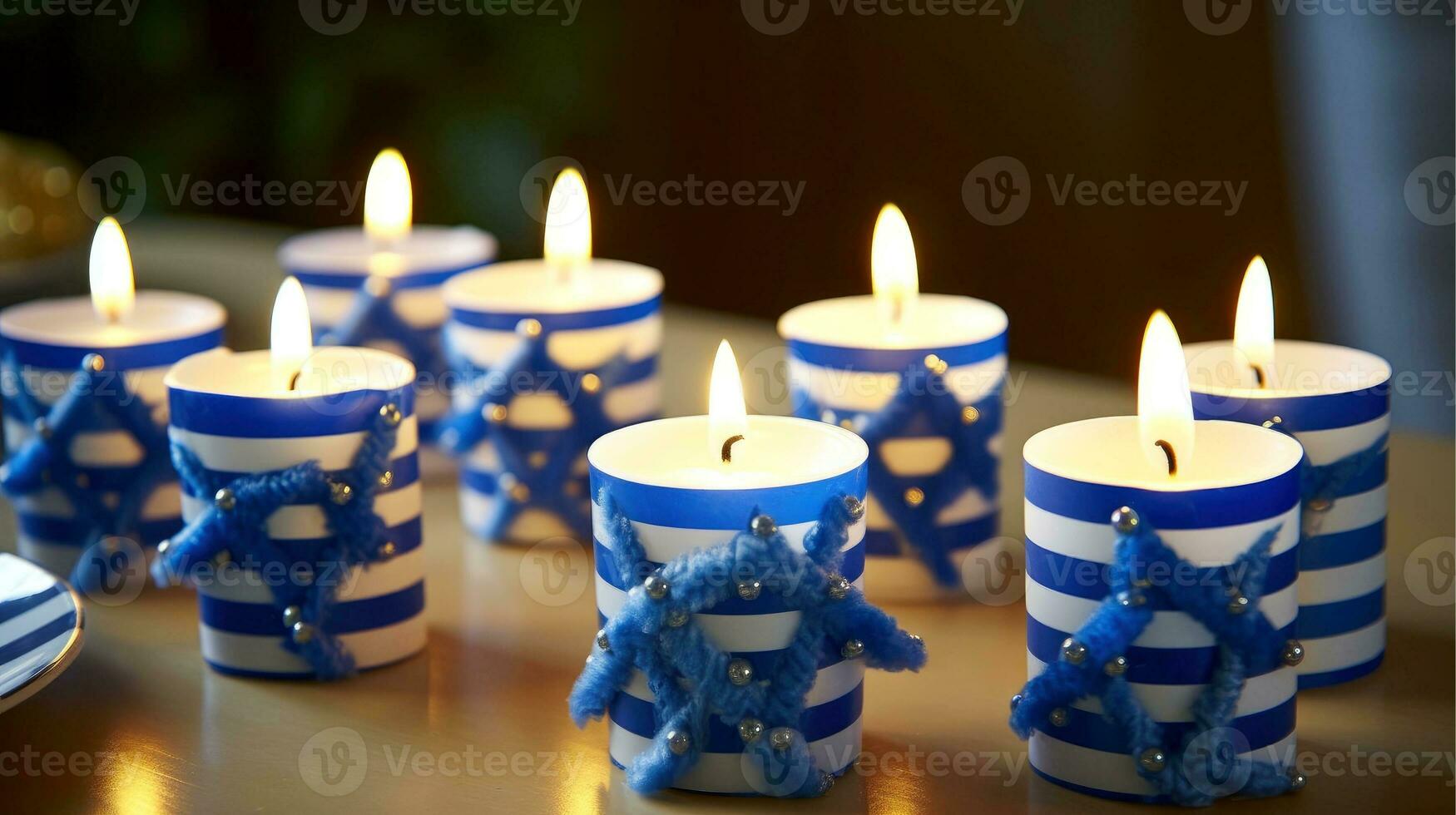 hanukkah festlig firande begrepp, glöd av de menora med lysande ljus och stjärna, generativ ai illustration foto