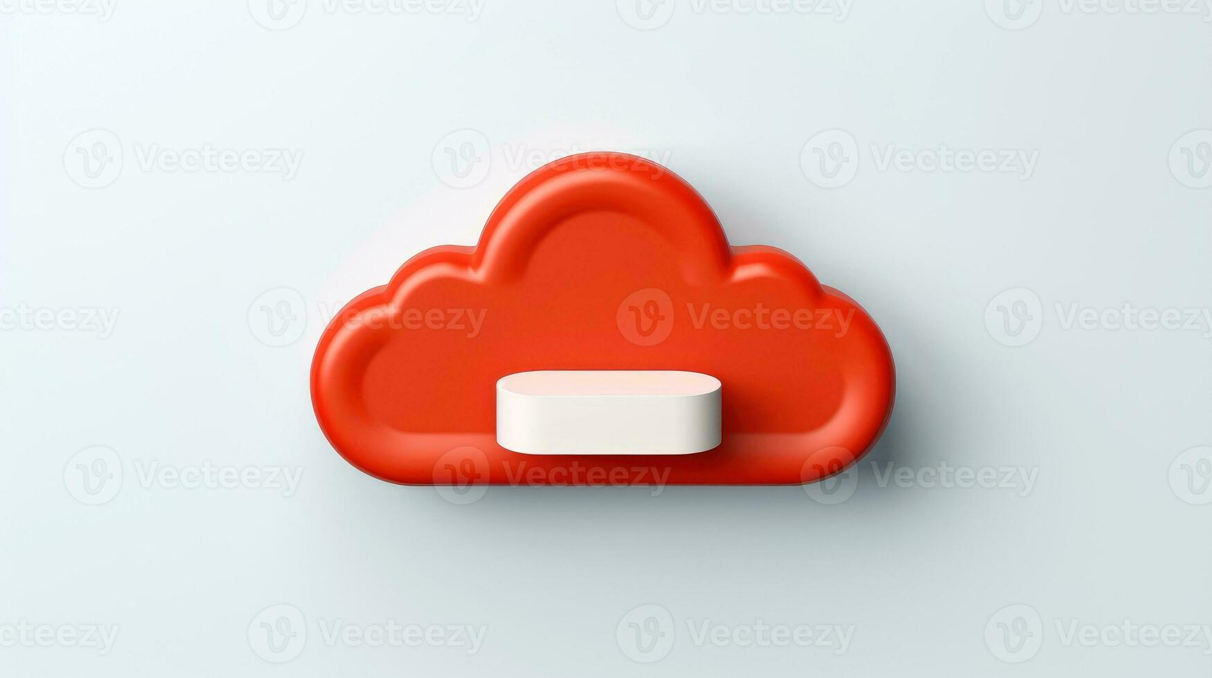 3d röd vit moln ikon minimal stil, moln datoranvändning uppkopplad service, digital teknologi säkerhet begrepp, generativ ai illustration foto