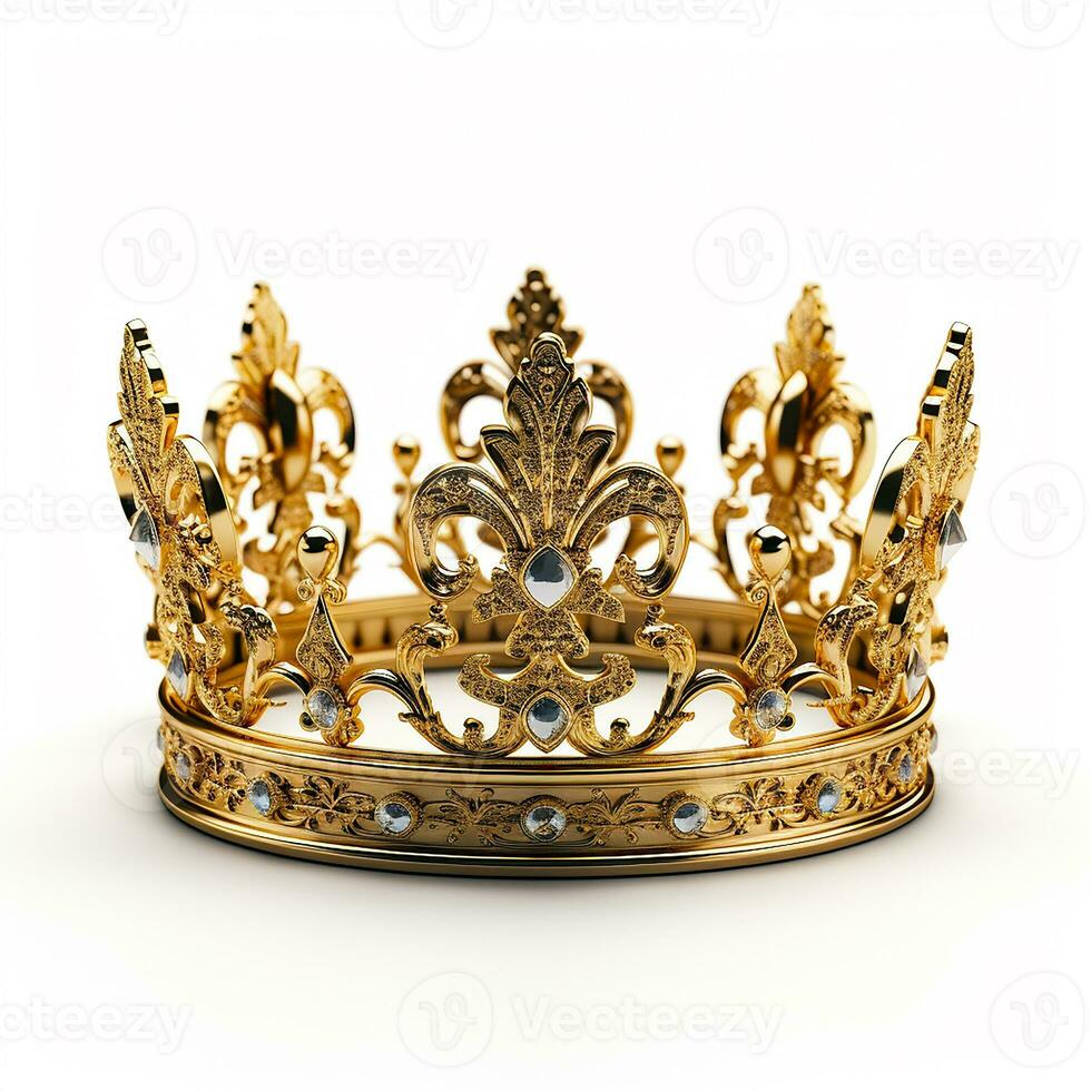 gyllene kunglig krona isolerat på vit bakgrund, ai generativ foto