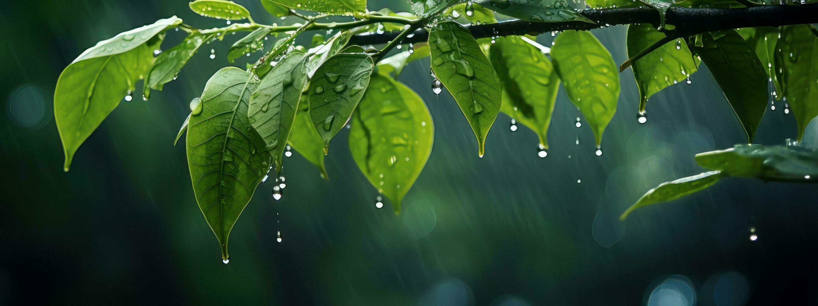 episk fotografi skott av regnig säsong bakgrund, njuter natur regn och Lycklig liv begrepp. generativ ai foto