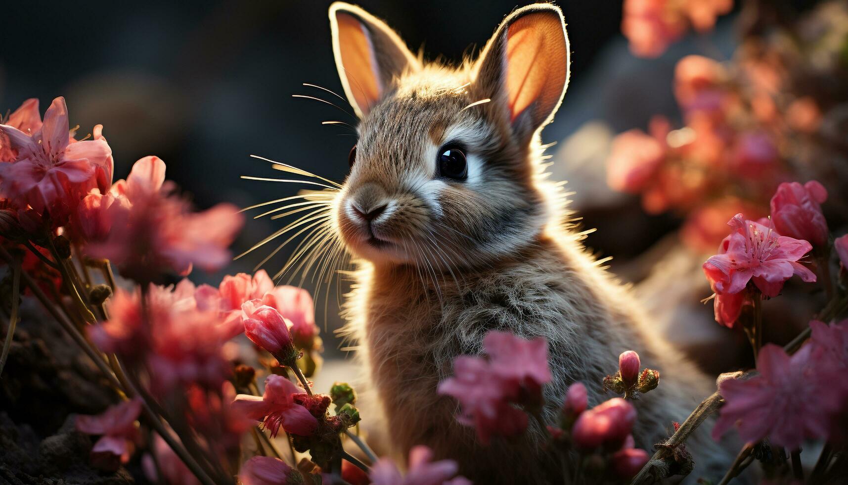 fluffig bebis kanin Sammanträde i gräs, söt och små genererad förbi ai foto