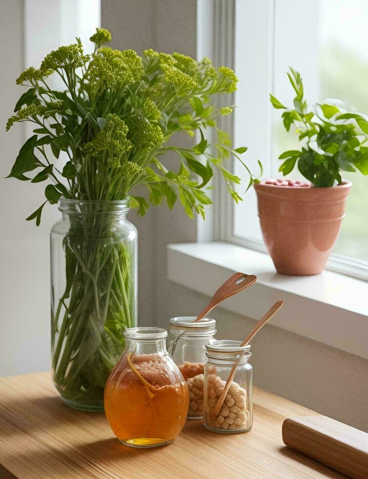 bild av de blomma är i de vit fönster med en ljus solljus, med de början av de ljus ny morgon, startande de arbete den där är rosa blommor innan startande de händelse är en uppfriskande berättelse foto