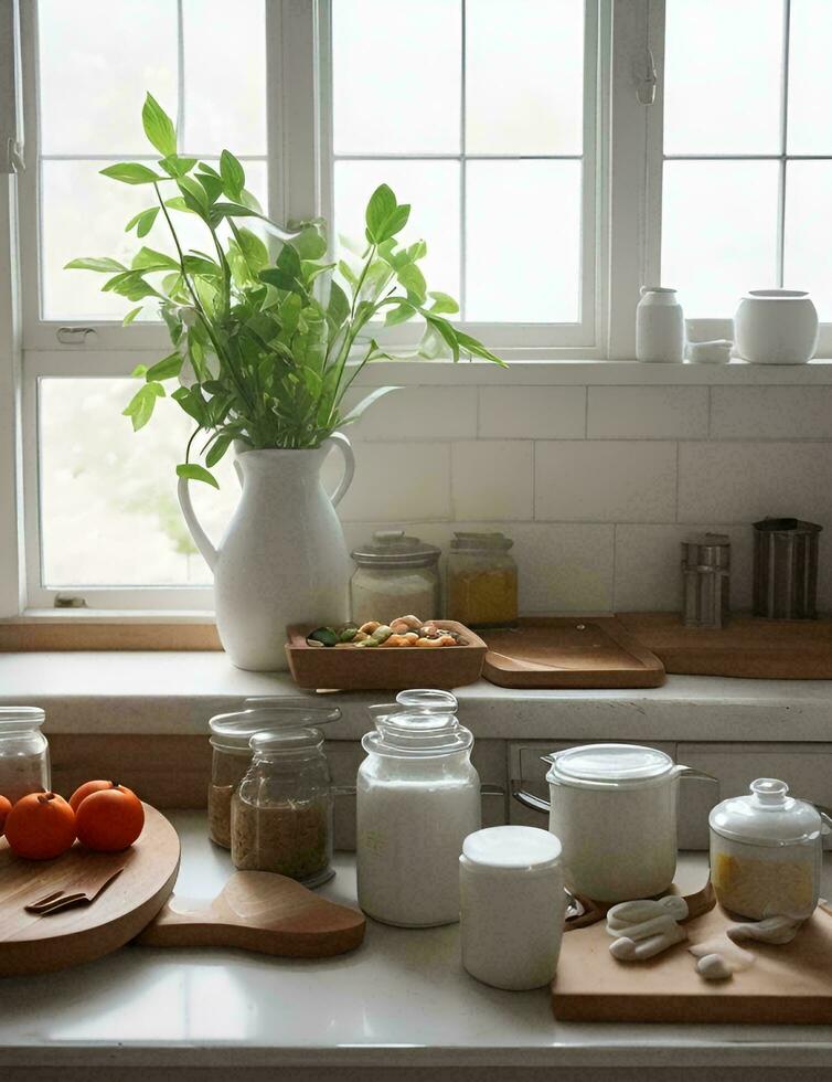 bild av de blomma är i de vit fönster med en ljus solljus, med de början av de ljus ny morgon, startande de arbete den där är rosa blommor innan startande de händelse är en uppfriskande berättelse foto