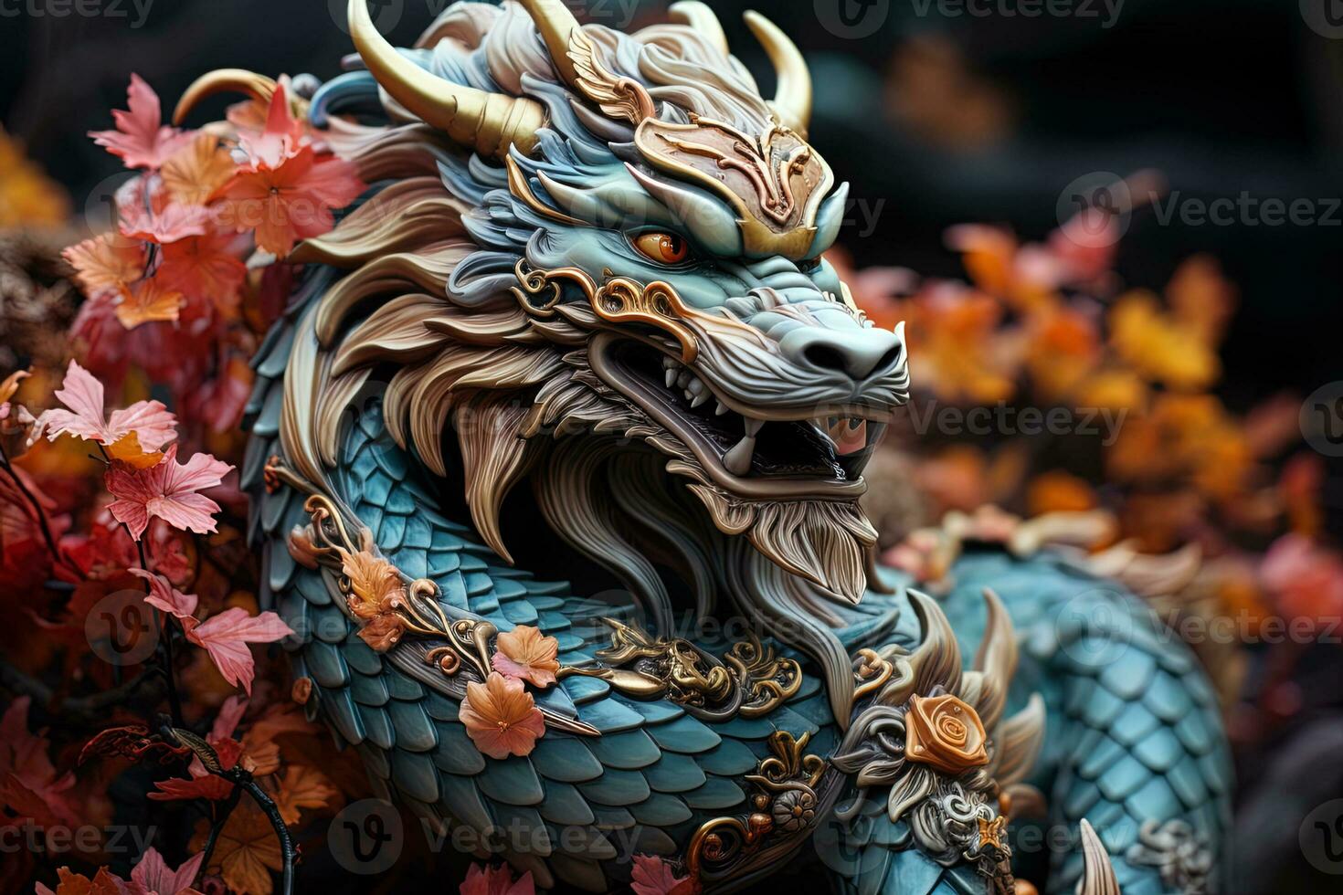 kinesisk drake, i de stil av detaljerad flerskiktad kompositioner, fantastisk karaktär, färgrik ljus bakgrund.ai generativ konst foto