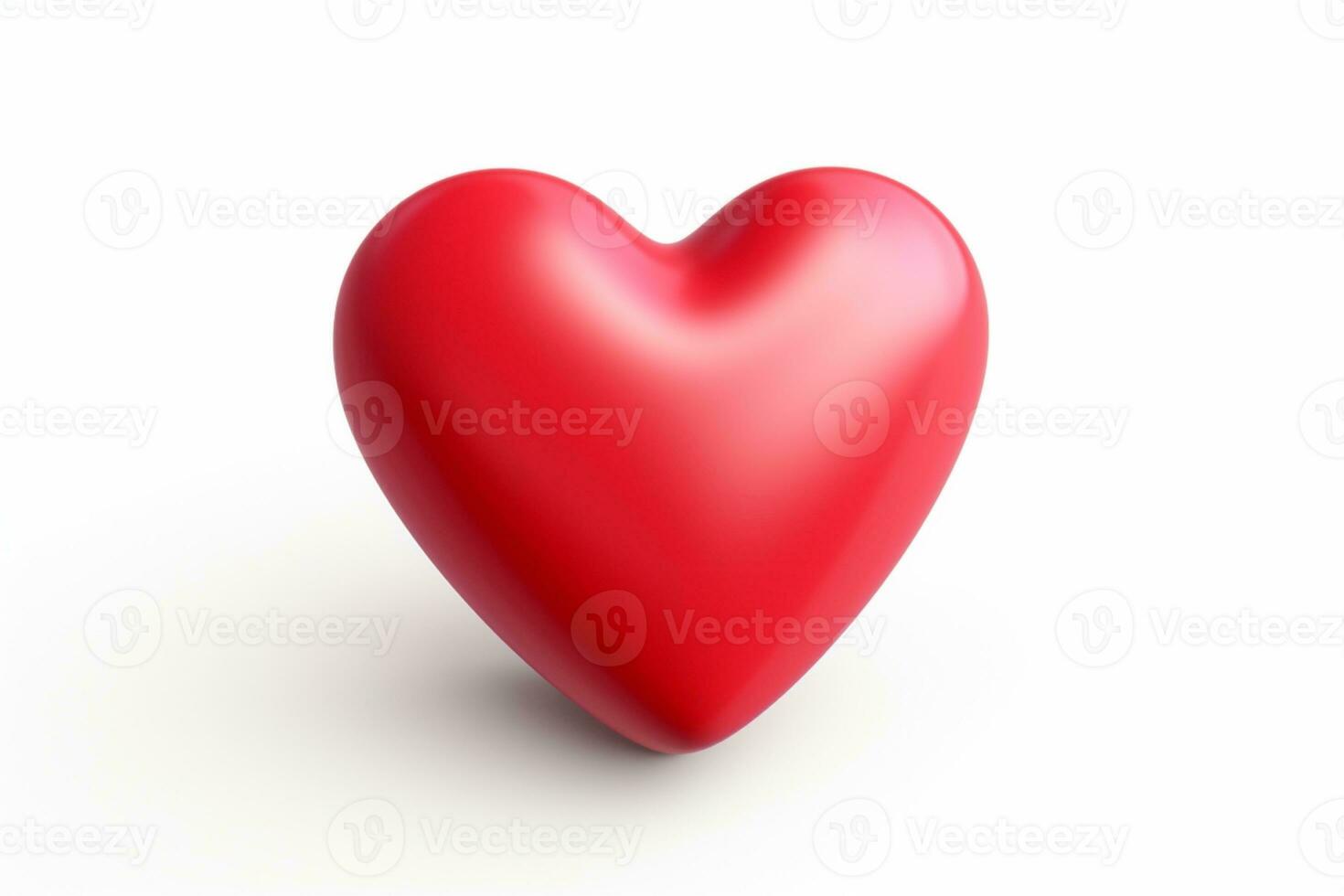 3d röd hjärta på isolerat vit bakgrund ai generativ foto