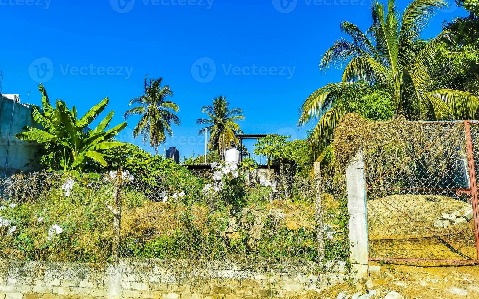 typisk skön färgrik turist gata trottoar stad puerto escondido Mexiko. foto