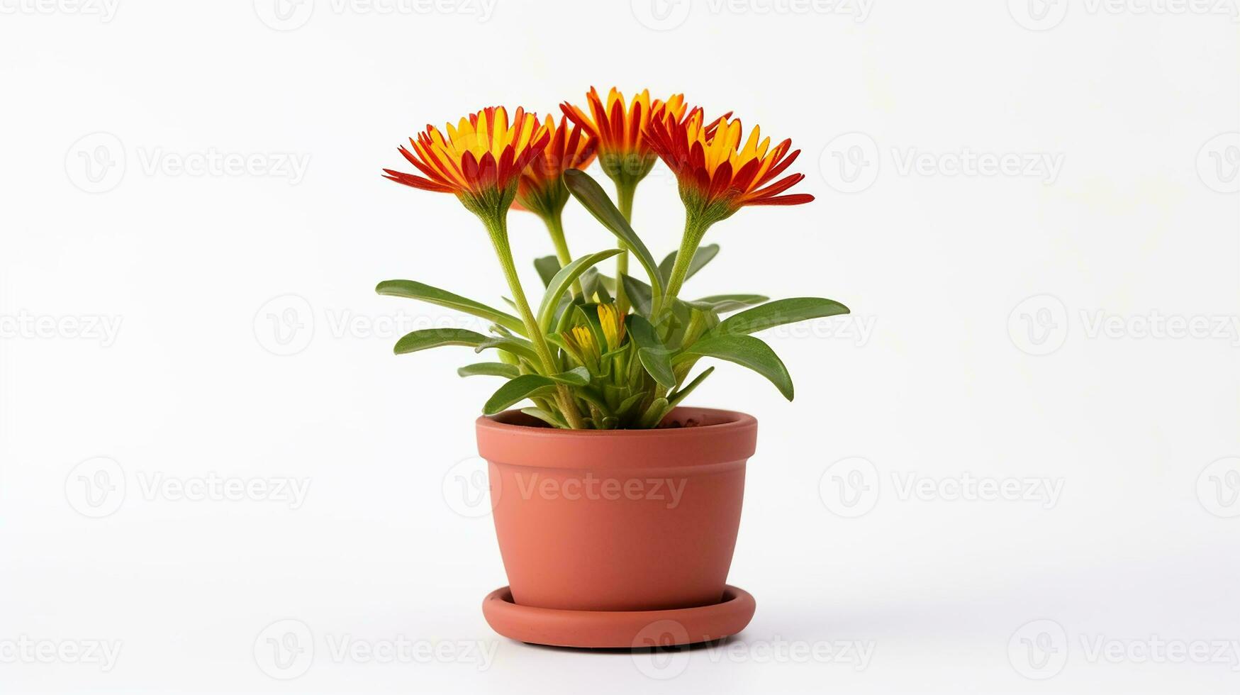 Foto av gaillardia blomma i pott isolerat på vit bakgrund. generativ ai