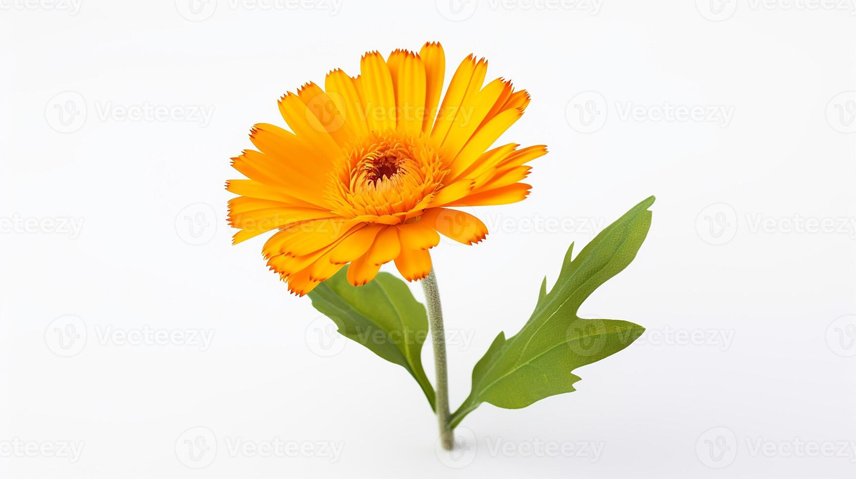 Foto av skön calendula blomma isolerat på vit bakgrund. generativ ai