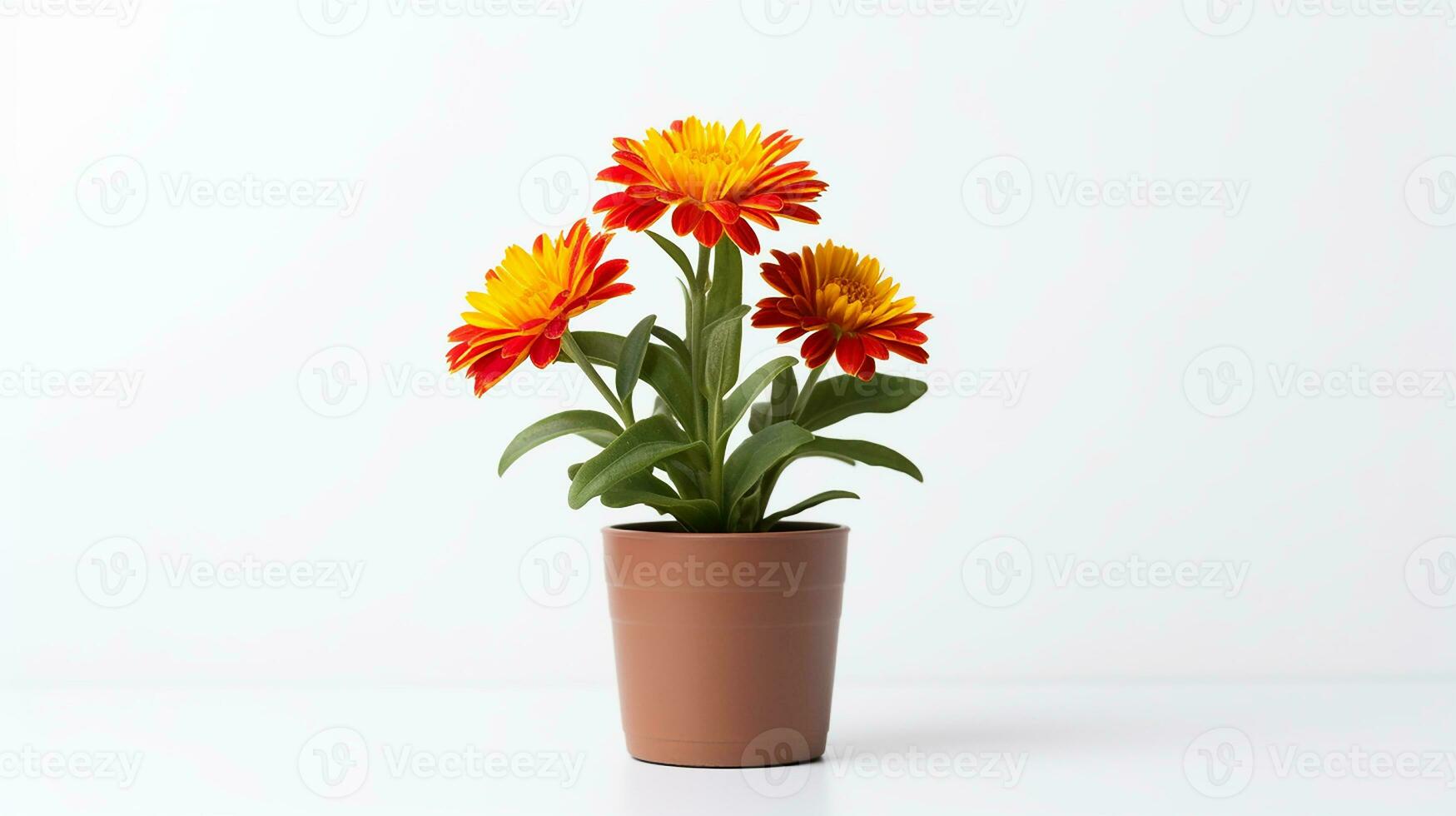 Foto av gaillardia blomma i pott isolerat på vit bakgrund. generativ ai