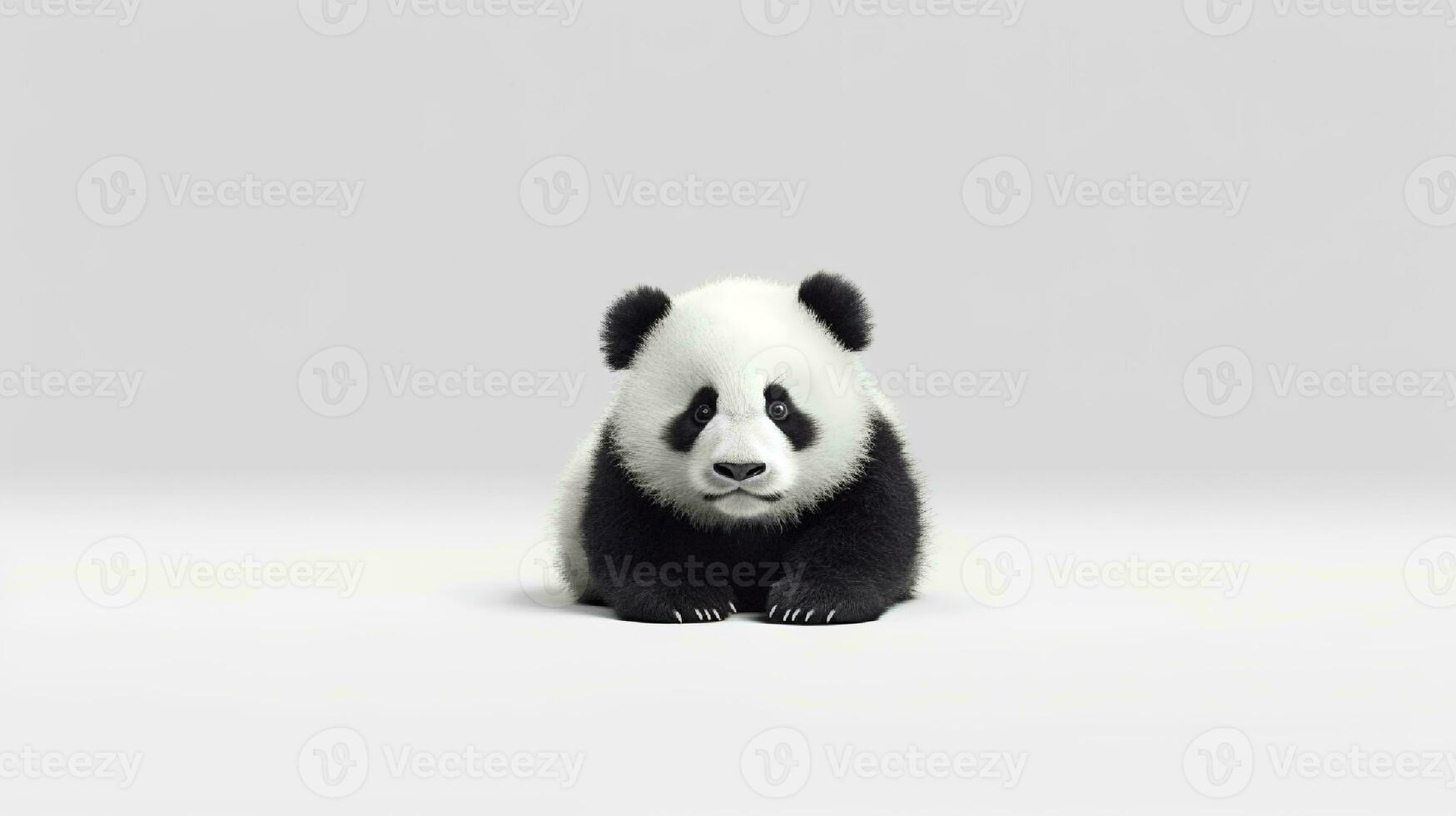 Foto av en panda på vit bakgrund. generativ ai
