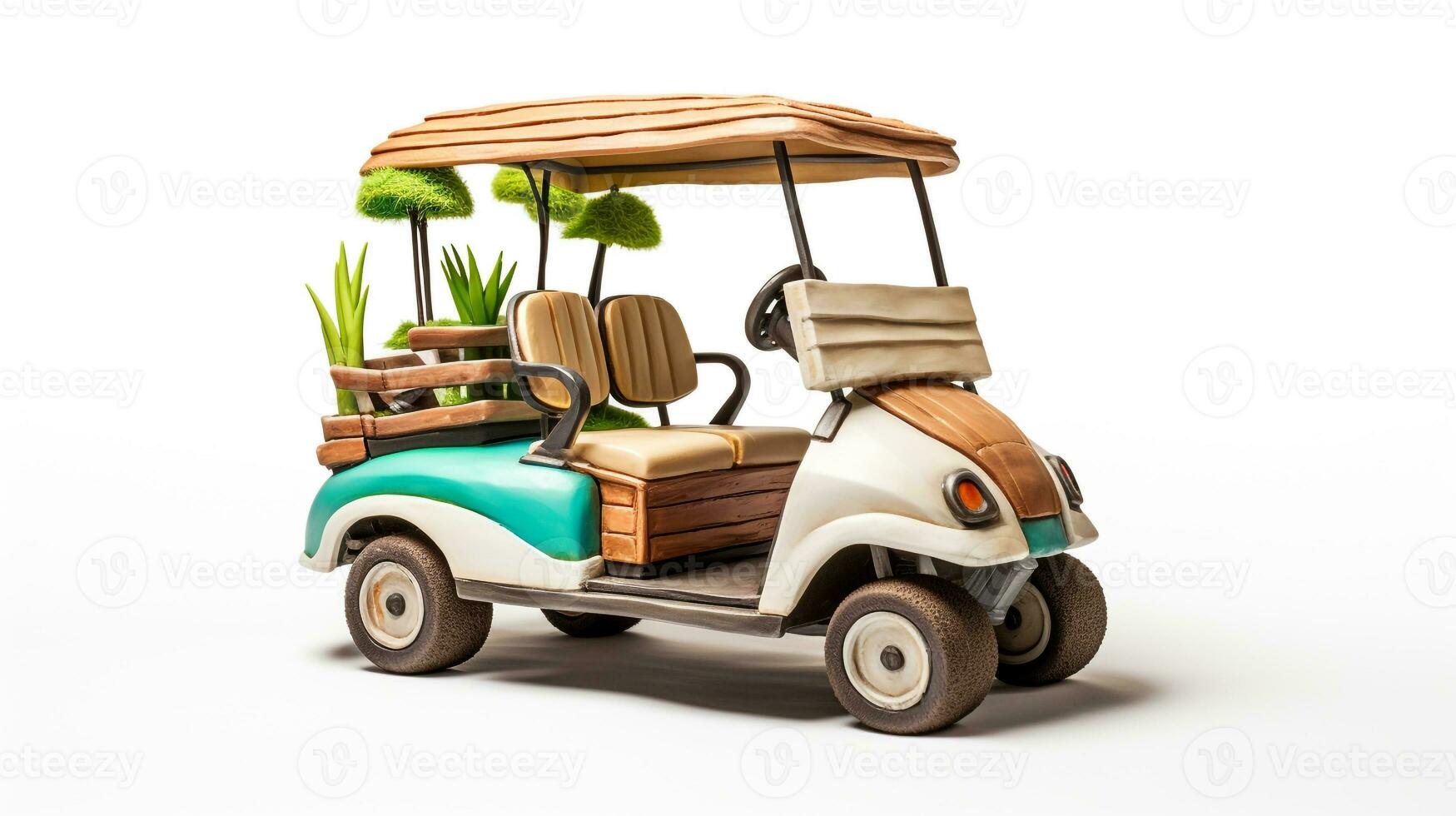 visning en 3d miniatyr- golf vagn. generativ ai foto