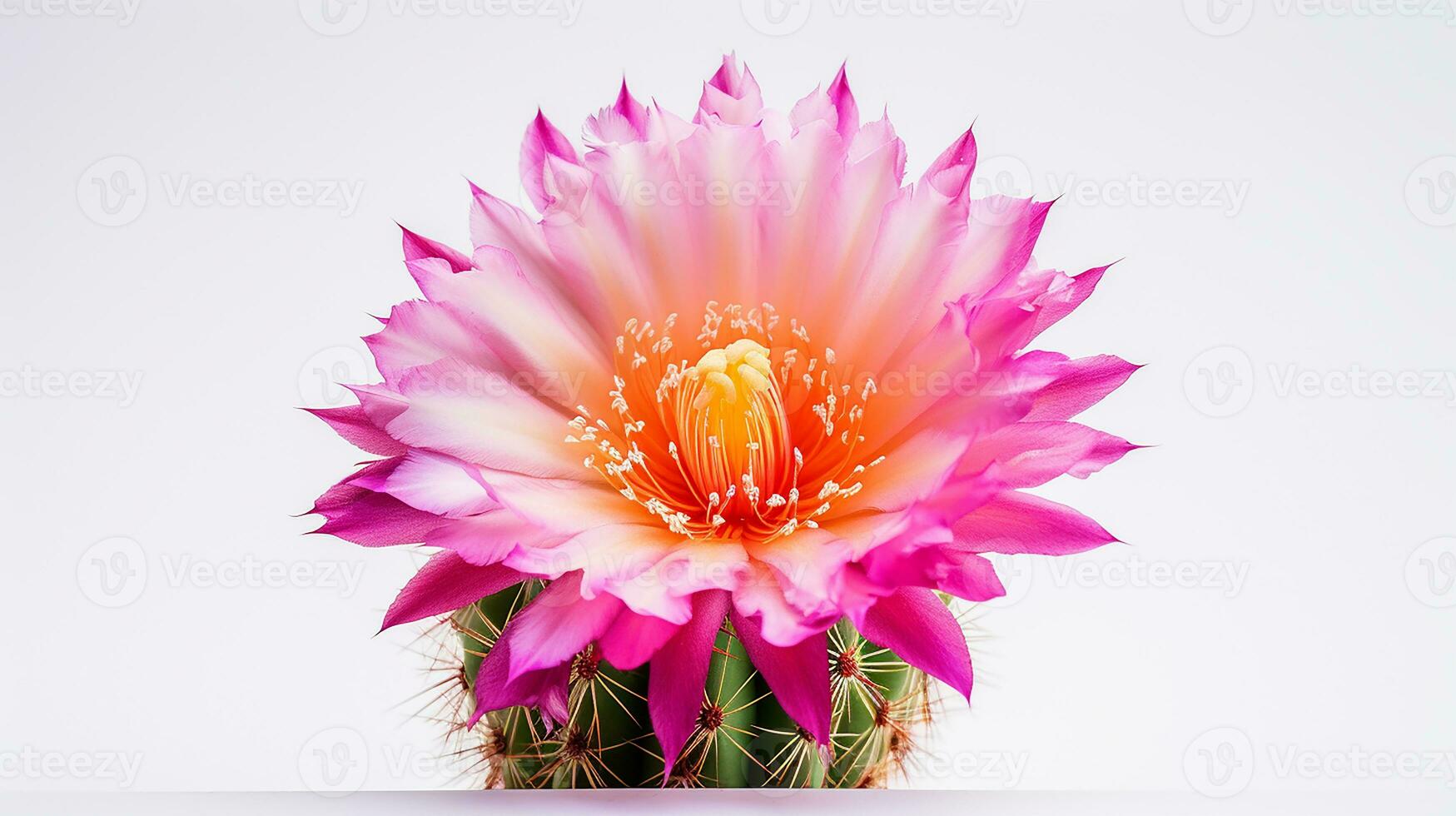 Foto av skön kaktus blomma isolerat på vit bakgrund. generativ ai