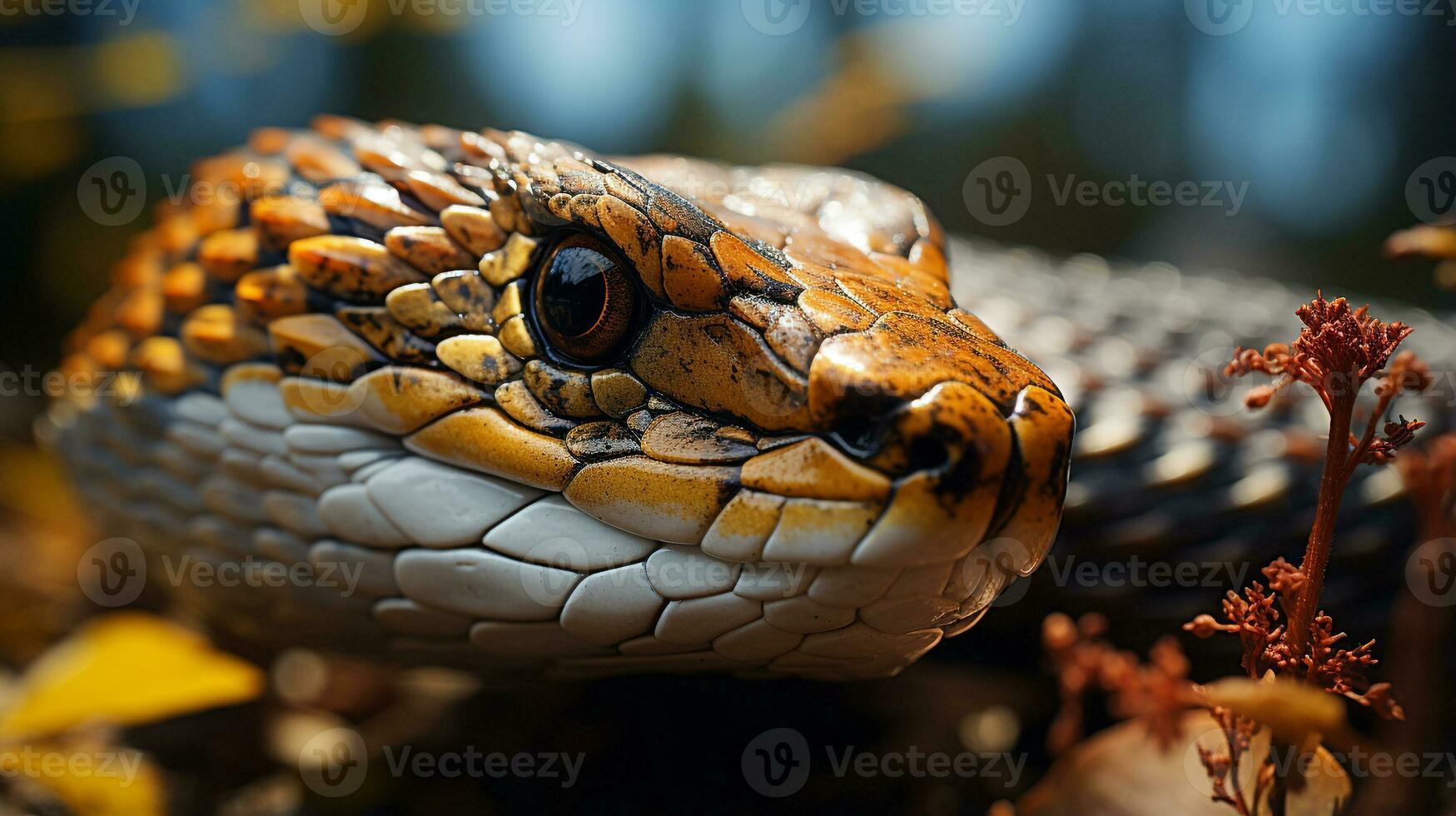 närbild Foto av en kobra ser i deras livsmiljö. generativ ai