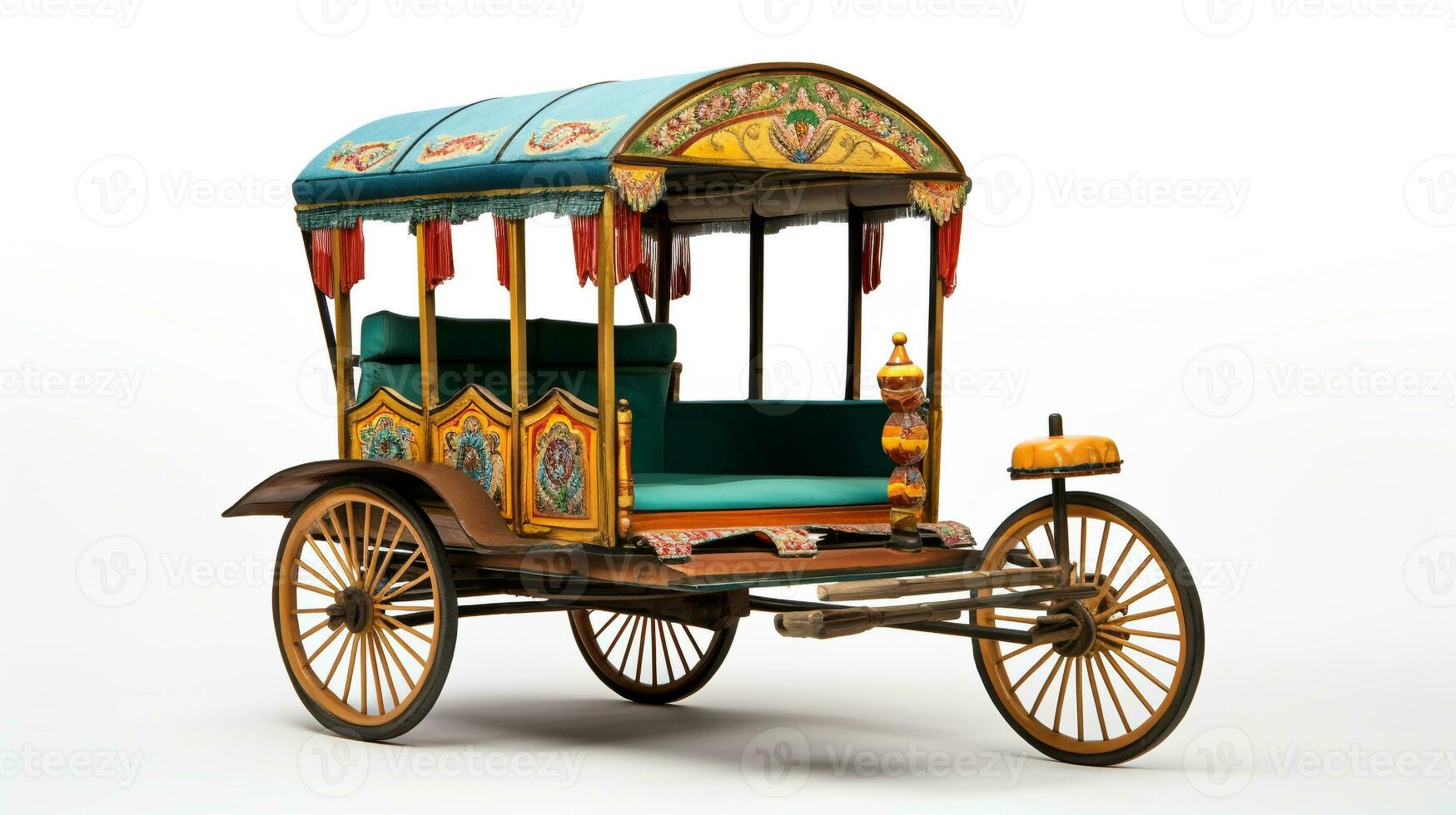 visning en 3d miniatyr- rickshaw. generativ ai foto